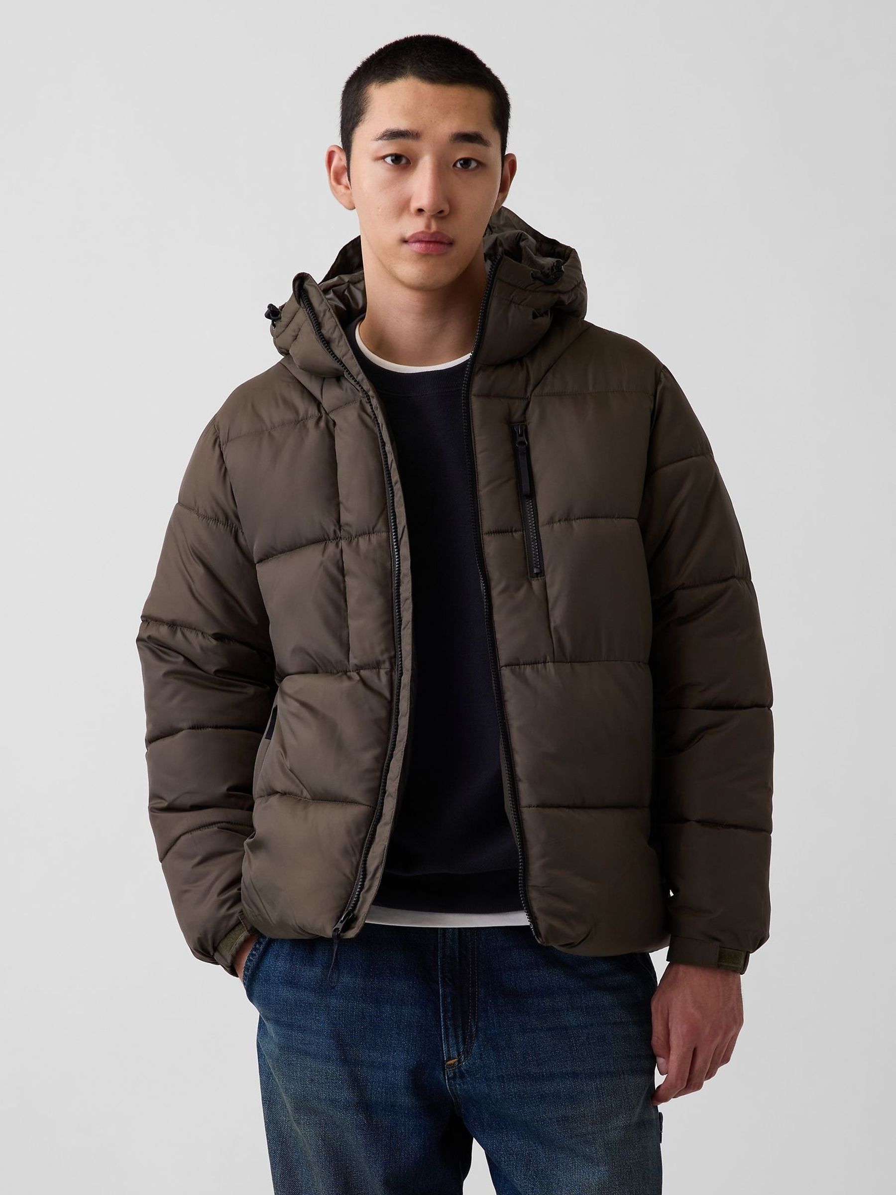 Olive Brown - Regular Heavyweight Puffer Jacket