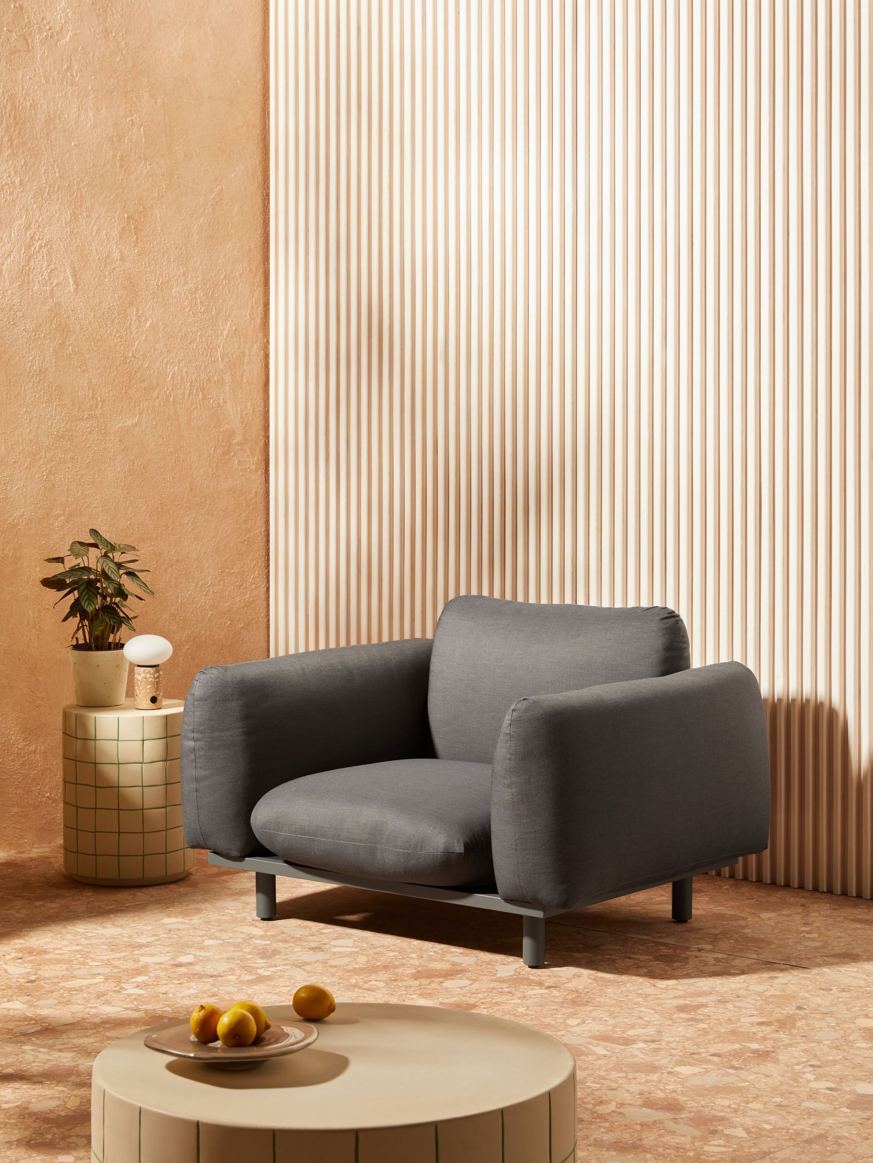 Samaya Outdoor Garden Lounge Chair in Grey (AD8621) | £749