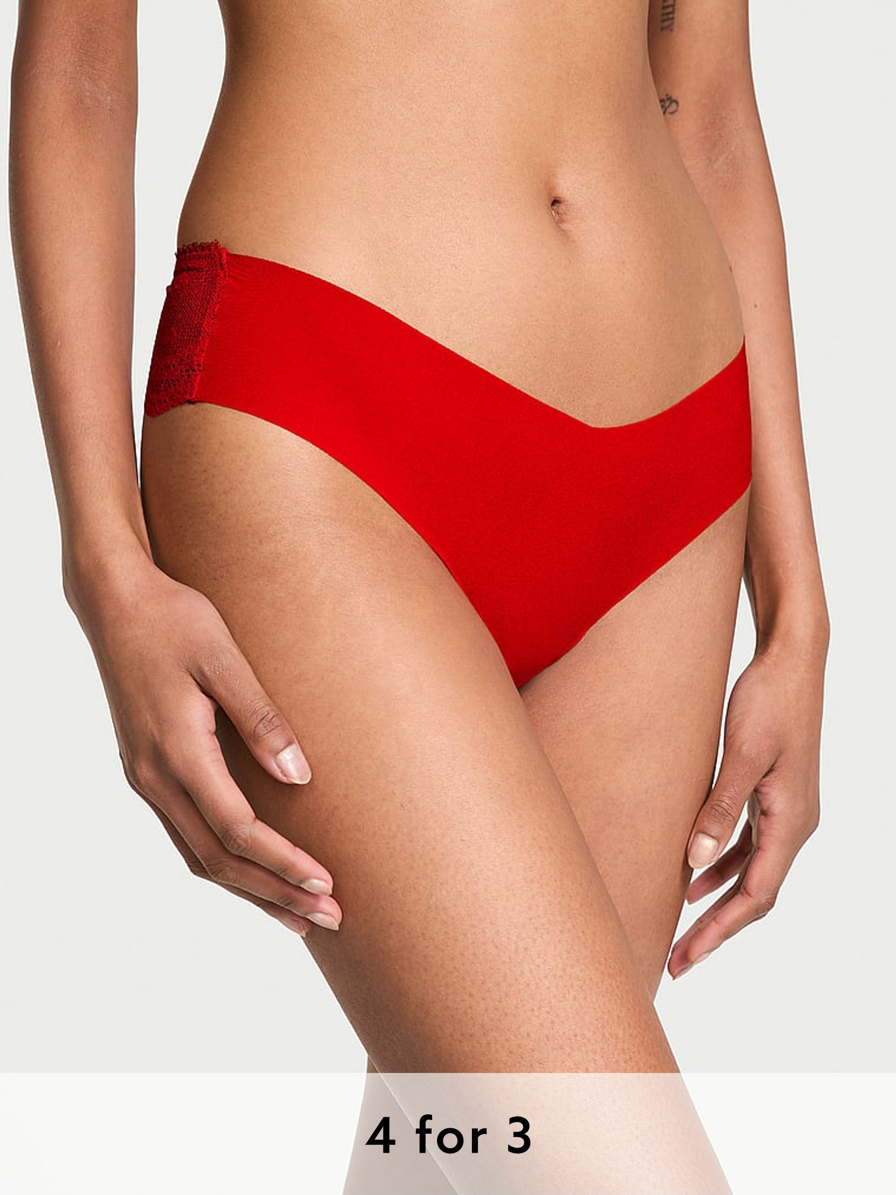 Lipstick Red Thong Heart Mesh Back Knickers (AD8634) | £9
