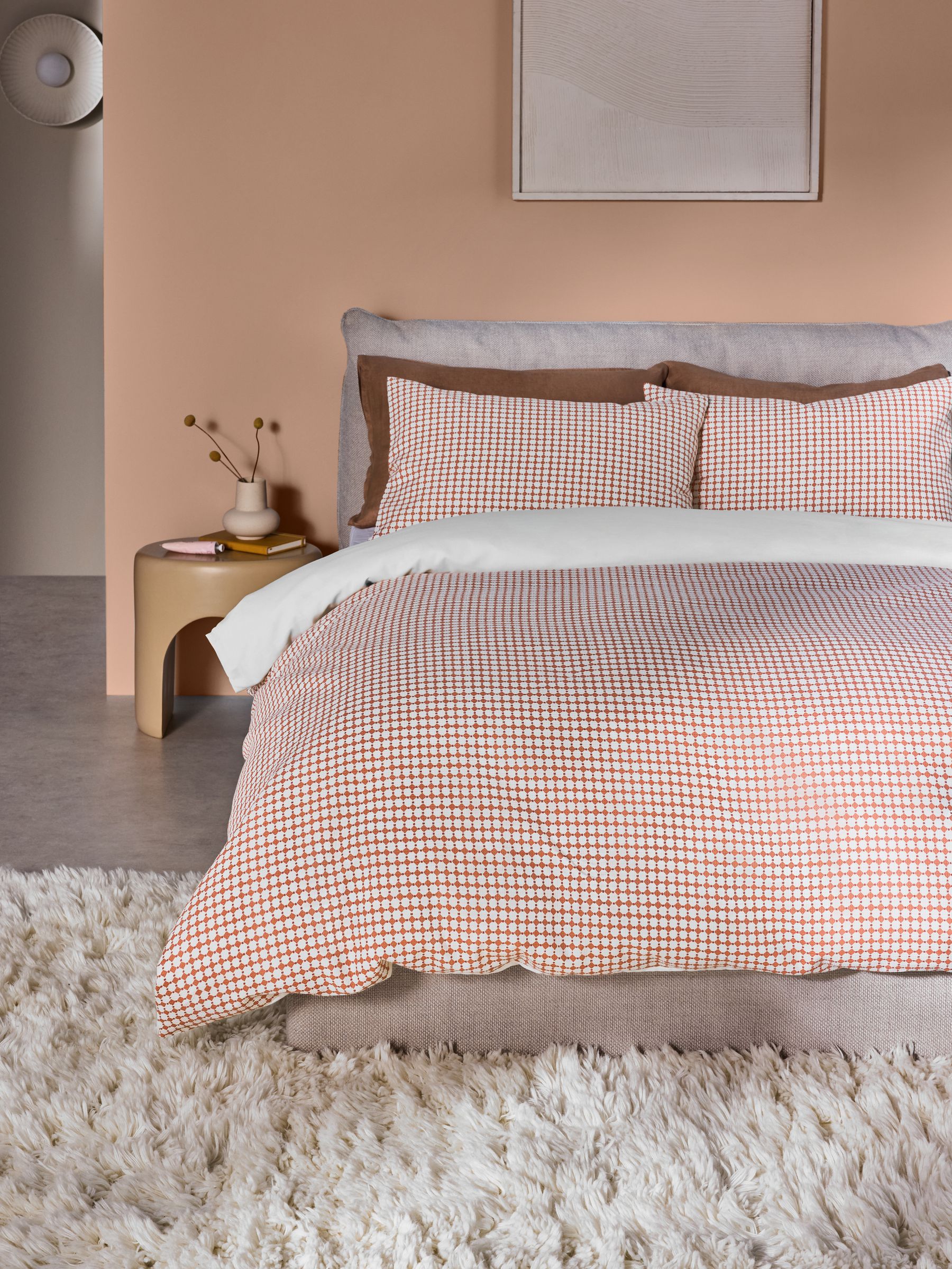 Gabin Waffle 100% Cotton Duvet Cover and Pillowcase Set in Clay (AD8670) | £35 - £70