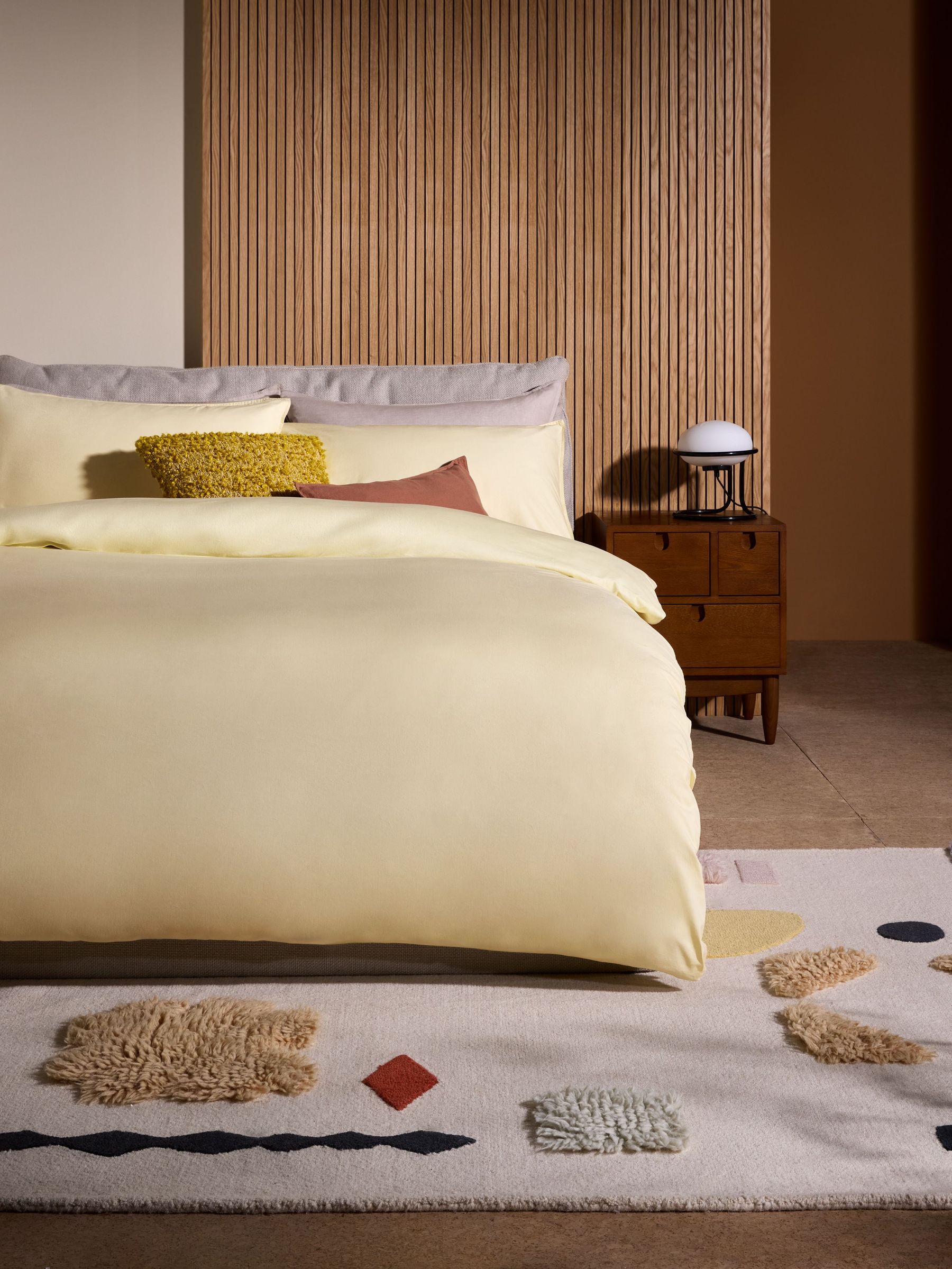 Cosy Washed Cotton Duvet Cover and Pillowcase Set in Buttermilk Yellow (AD8672) | £35 - £65