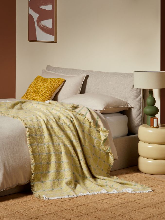 Cale Brushed Throw in Yellow (AD8674) | £48