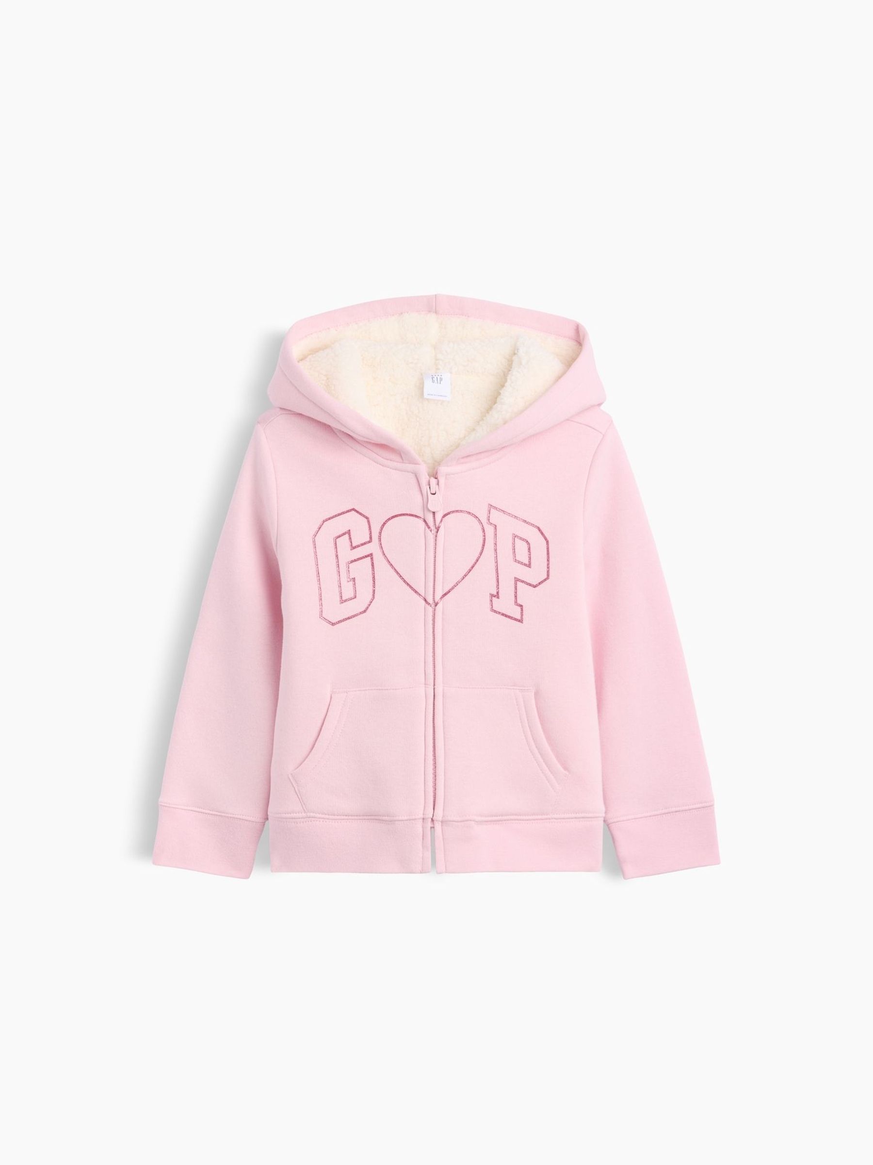 Pink Heart - Sherpa-lined Logo Zip-up Hoodie