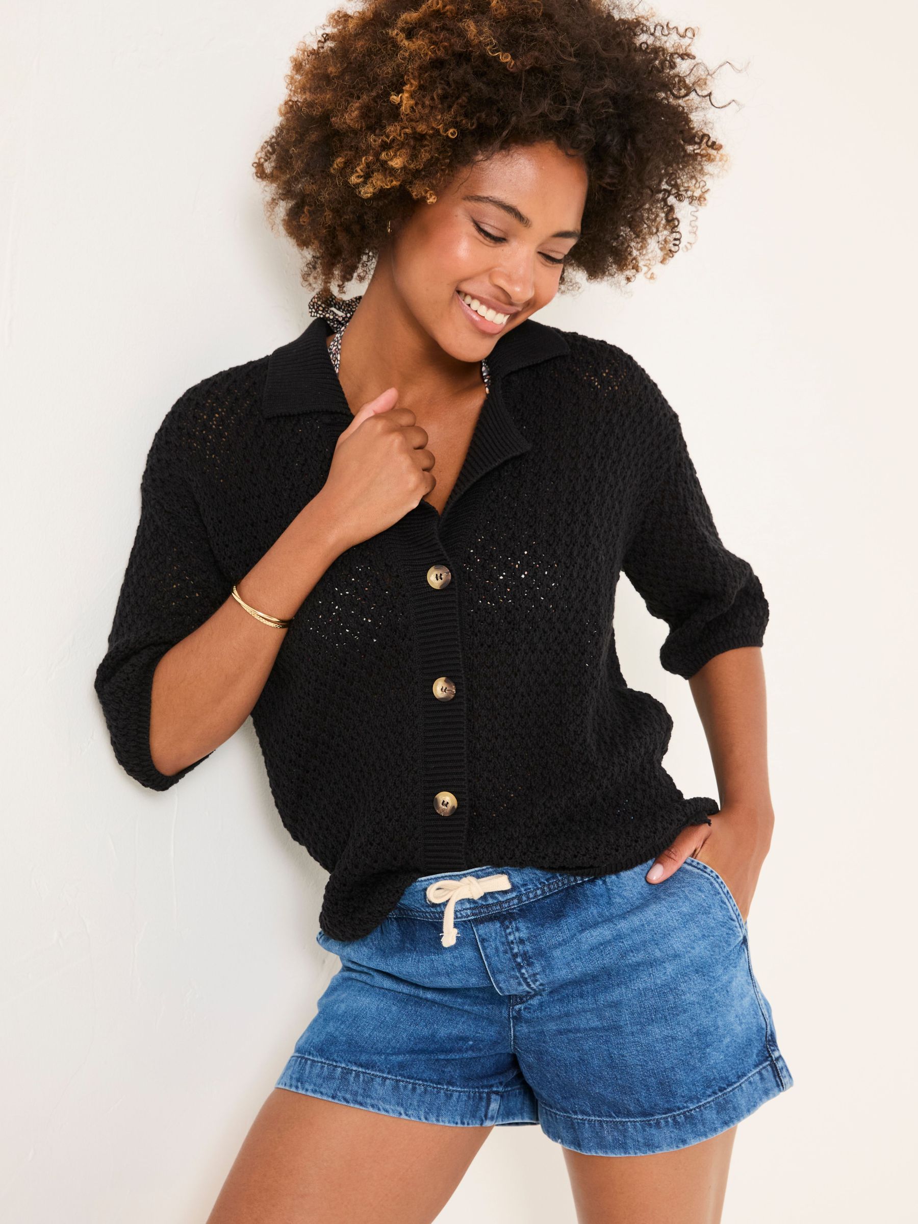 Black 100% Cotton Beachwear Knitted Shirt (AD9820) | £49.50