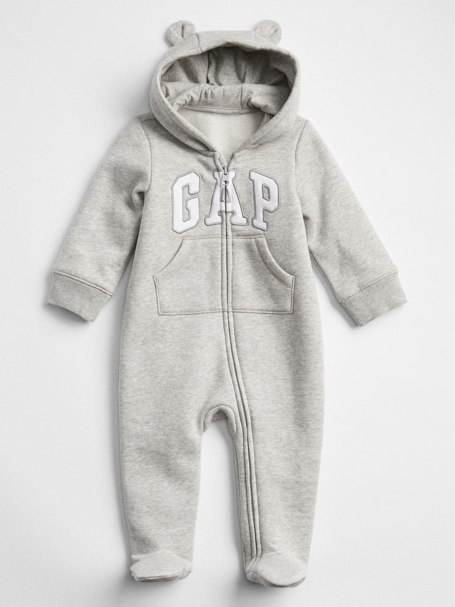 Grey - Baby Logo One-piece