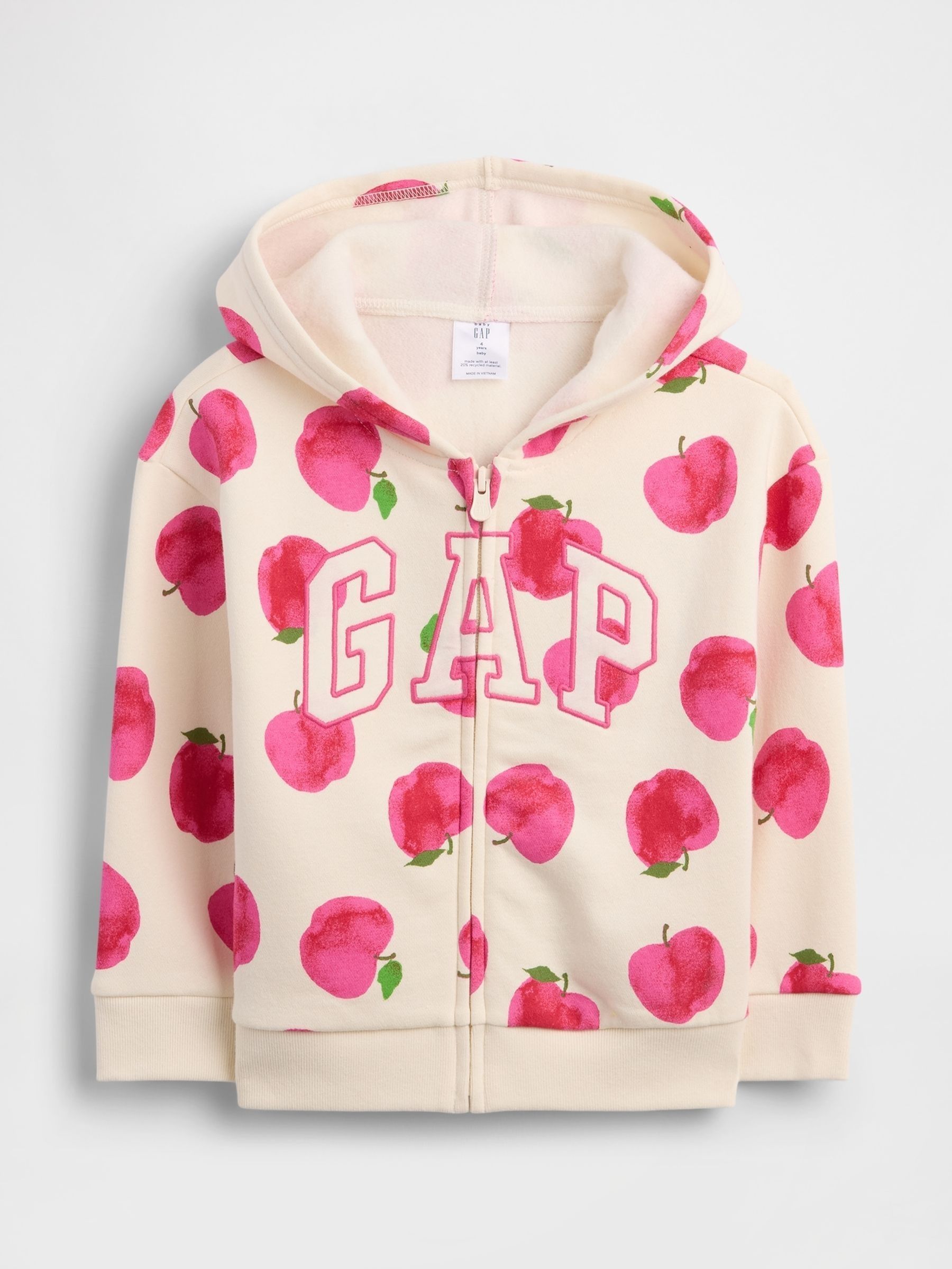 Cream/Pink Apple - Vintage Soft Logo Zip Hoodie