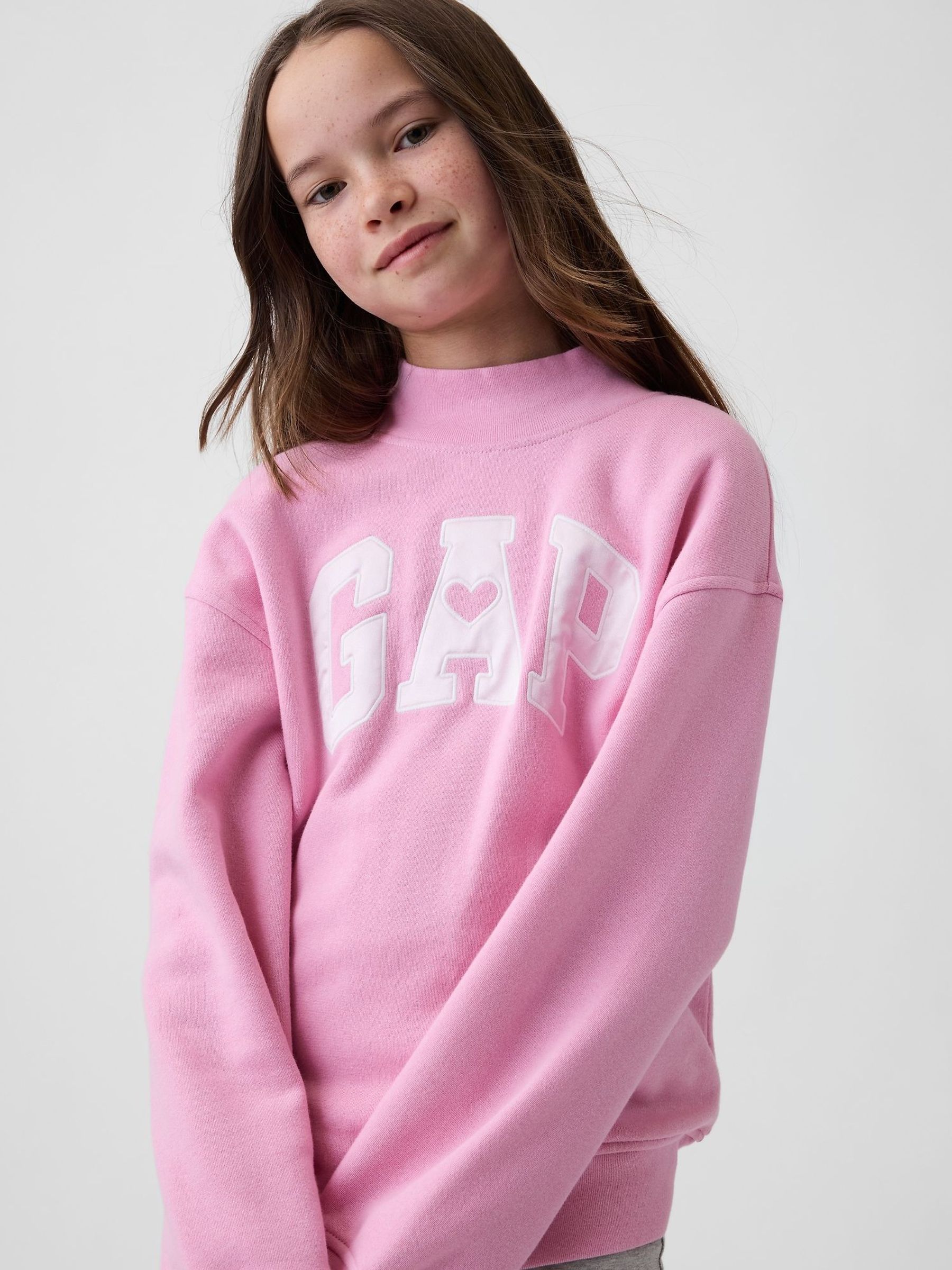 Pink - Oversized Mock Neck Logo Sweatshirt