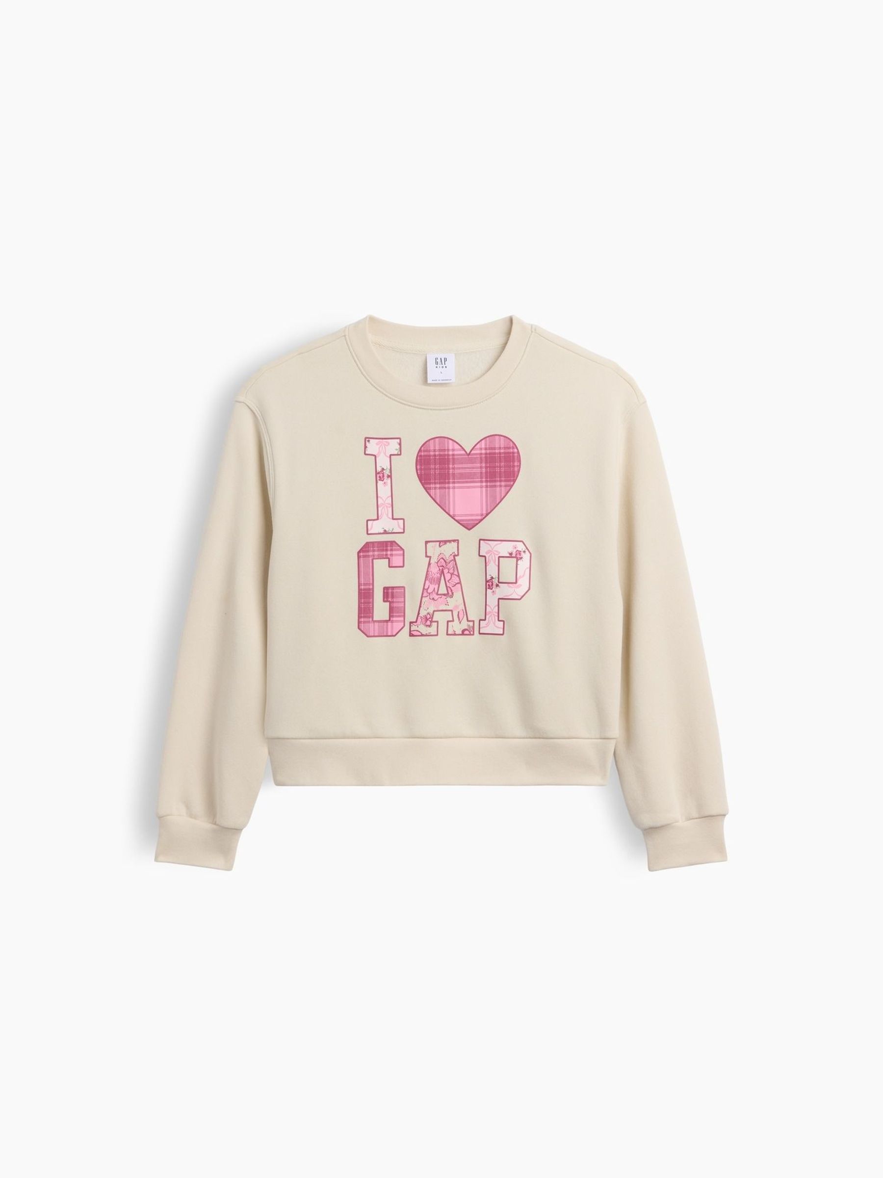 Cream Patchwork - Oversized Mock Neck Logo Sweatshirt