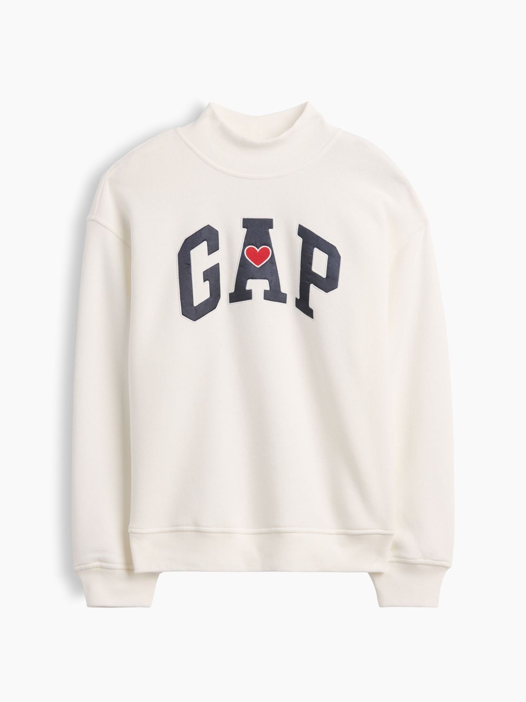 White - Oversized Mock Neck Logo Sweatshirt