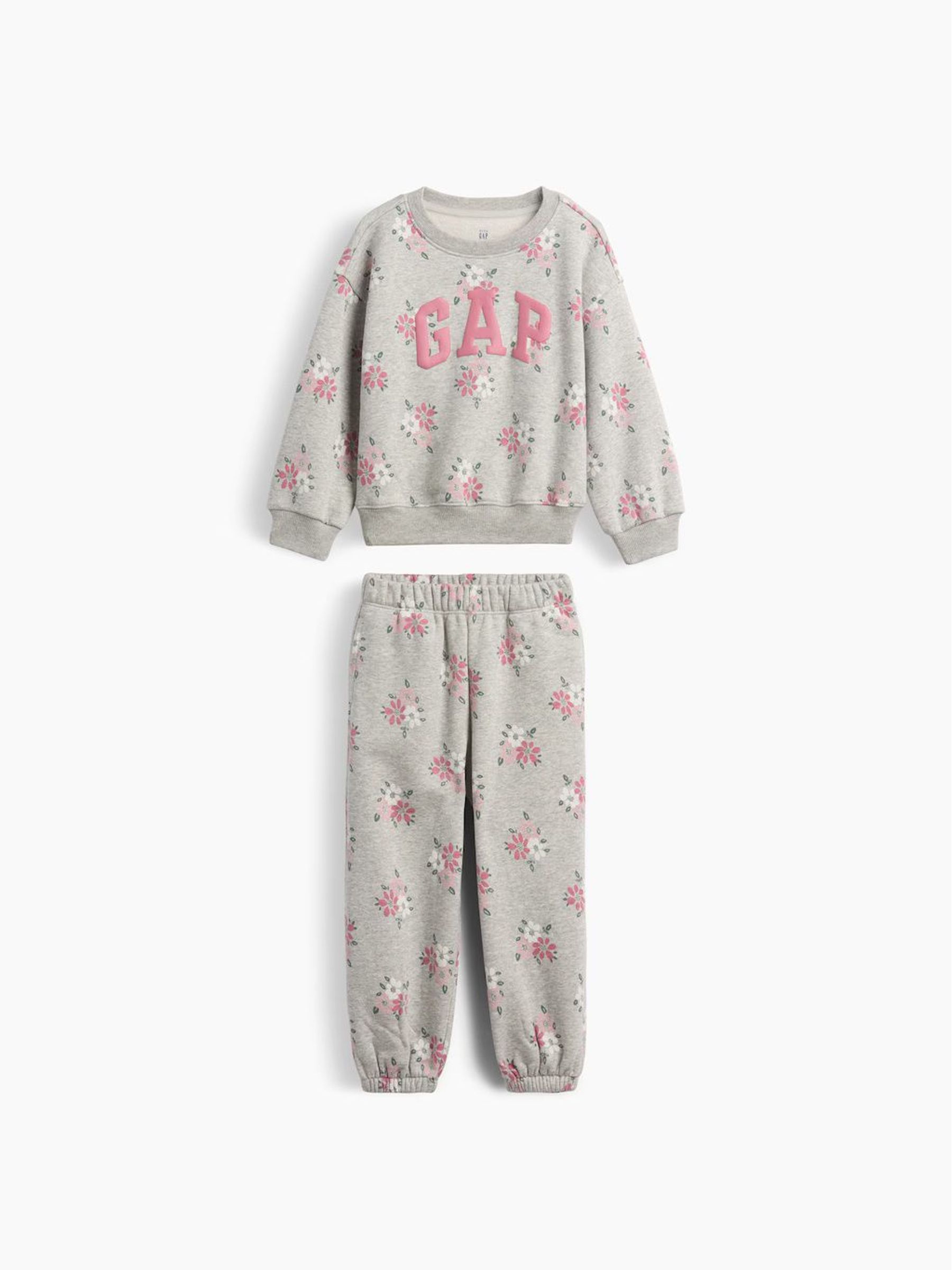Grey - Vintage Soft Floral Logo Sweat Set