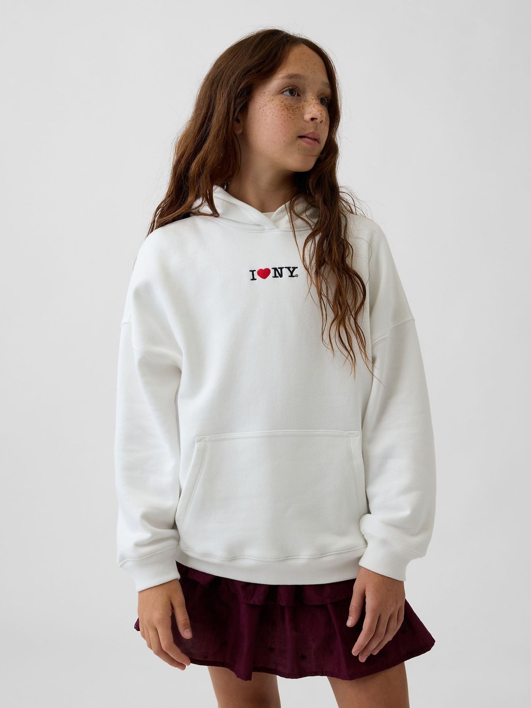 White - Vintagesoft Oversized I Heart Ny Hoodie