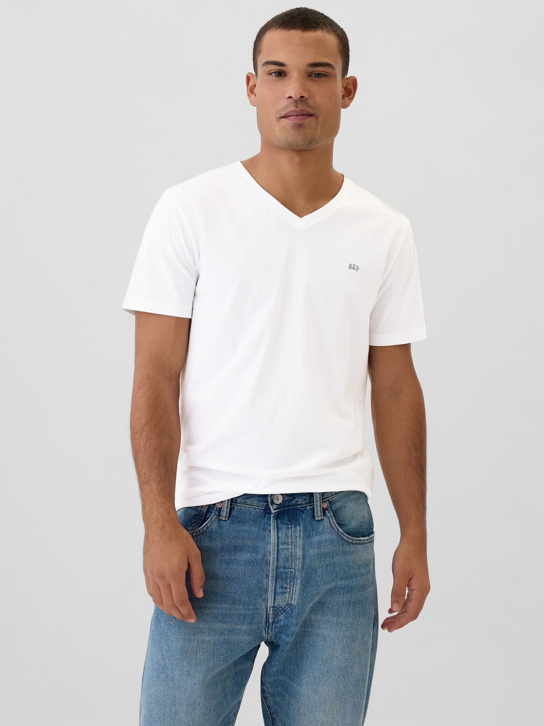 White - Regular Everydaysoft Mini-logo V-neck T-shirt