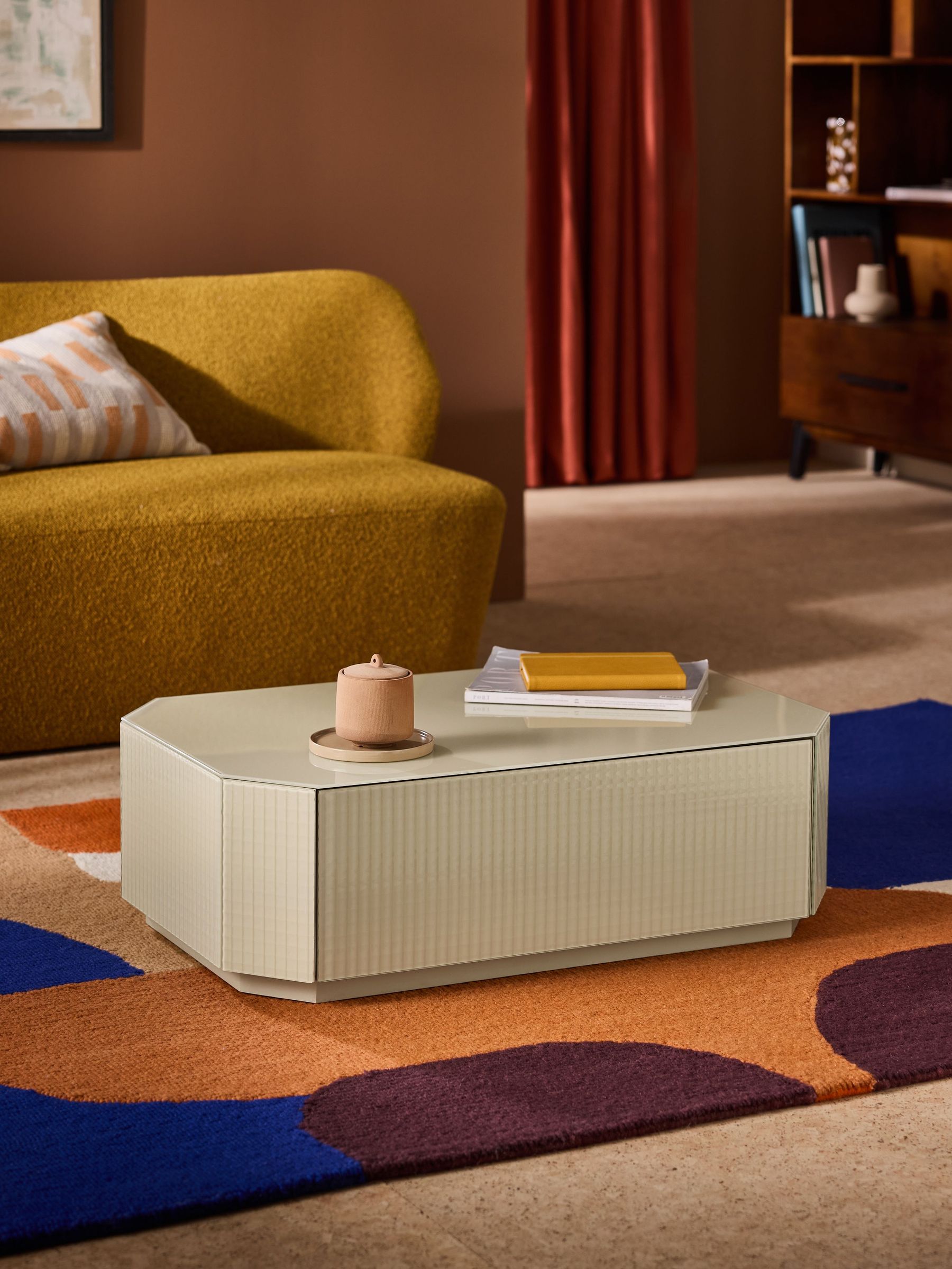 Anya Glass Storage Coffee Table in Ecru Natural (AF5971) | £269