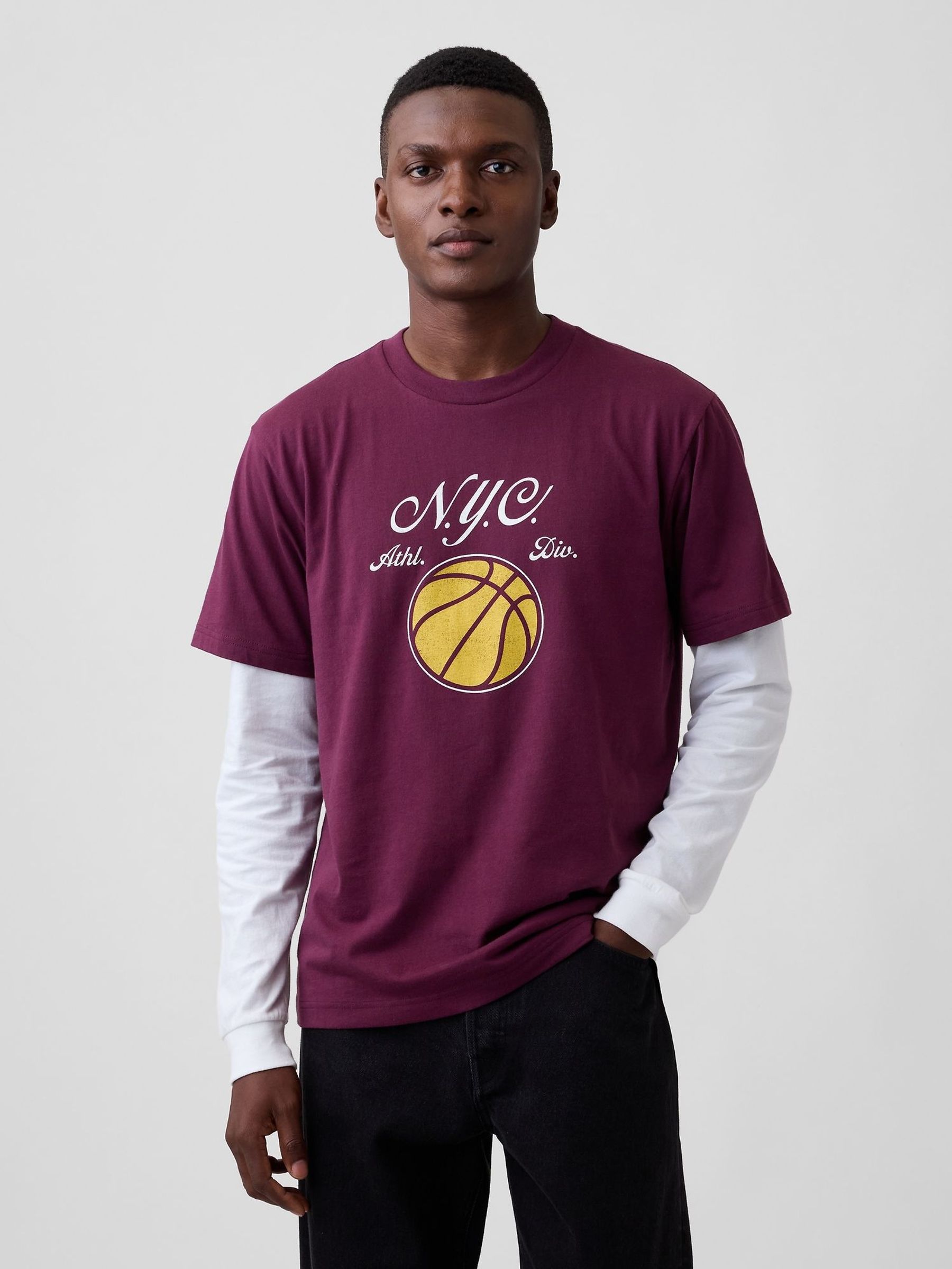 Burgundy - Regular Everyday Soft Relaxed Graphic T-shirt