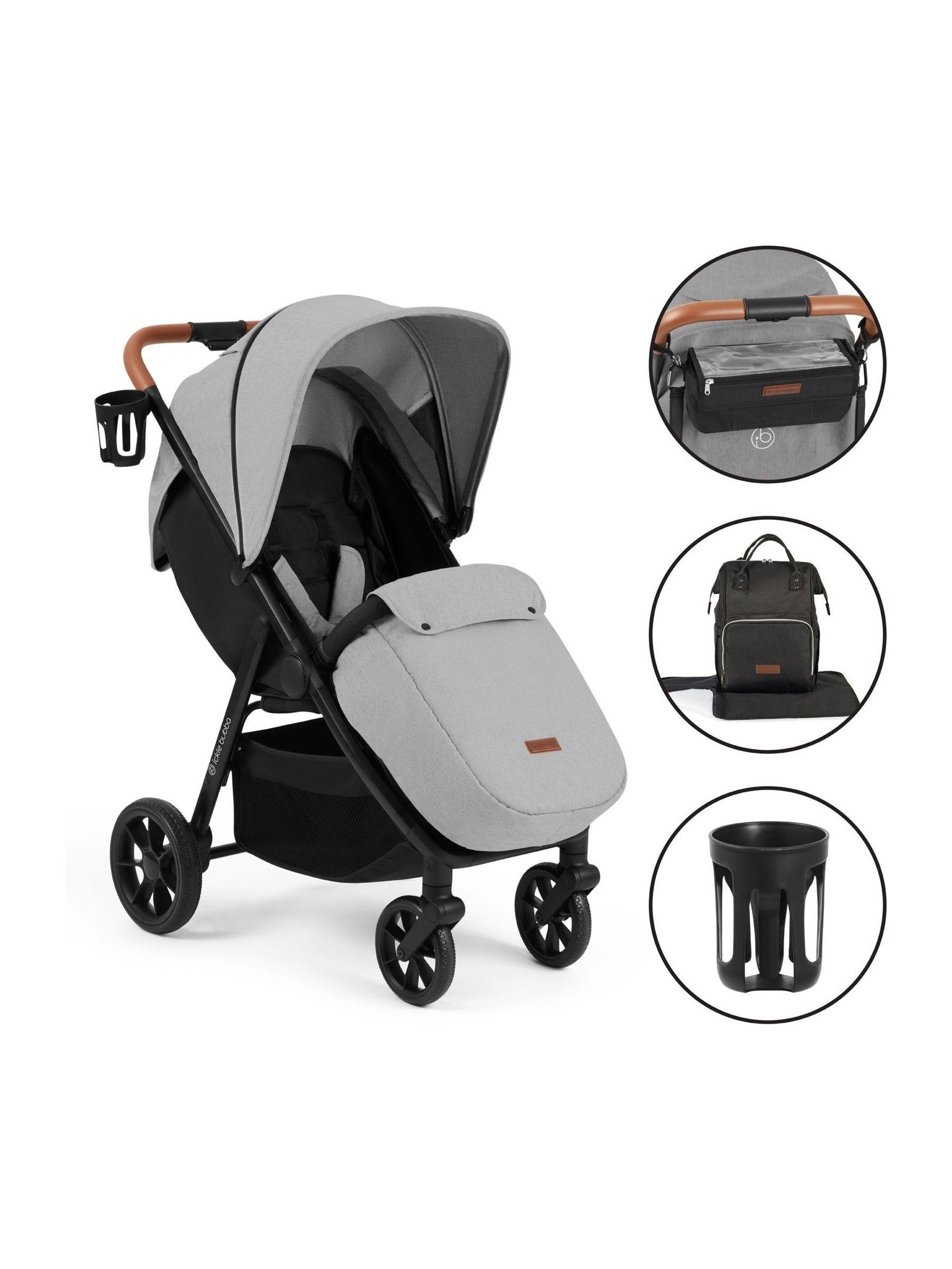 Ickle Bubba Pearl Grey Stomp Stride Prime Stroller (AG3087) | £259
