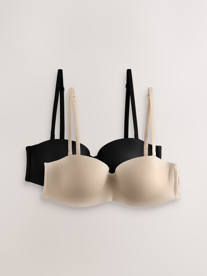 Marzipan Nude/Black Strapless Multiway Push Up 2 Pack Bras (AG5426) | £40