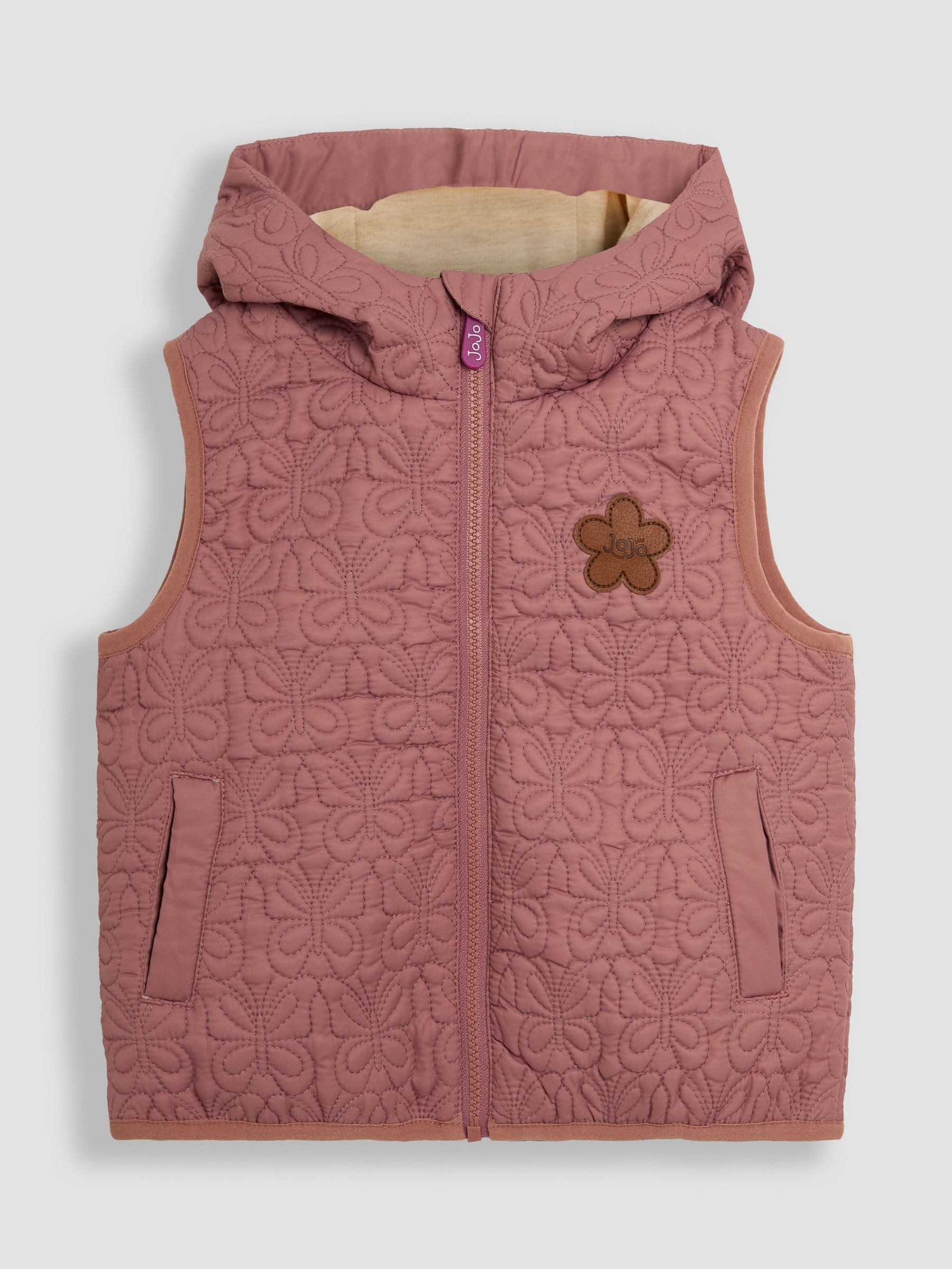 Pink Butterfly Quilted Puffer Gilet (AG5630) | £35.50 - £37.50