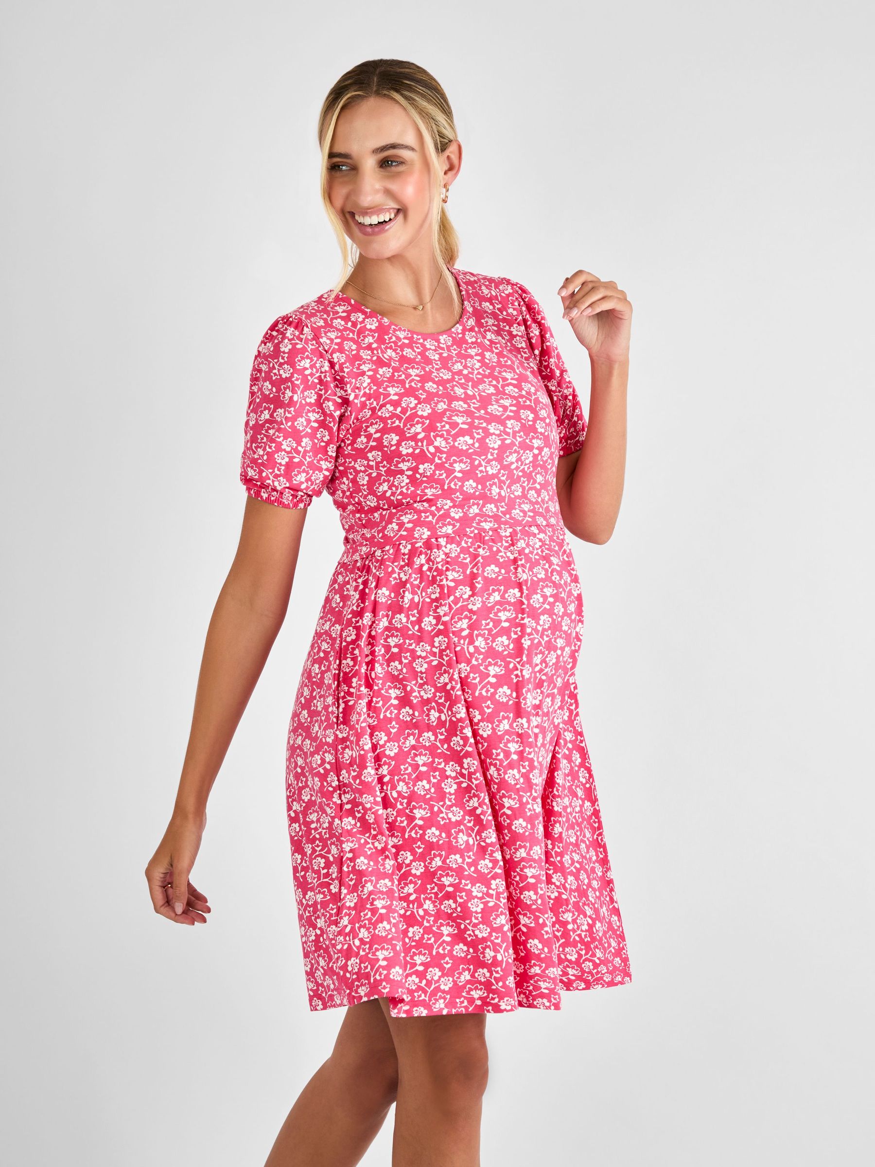 Pink Double Layer Maternity & Nursing Jersey Dress (AG8220) | £42.50
