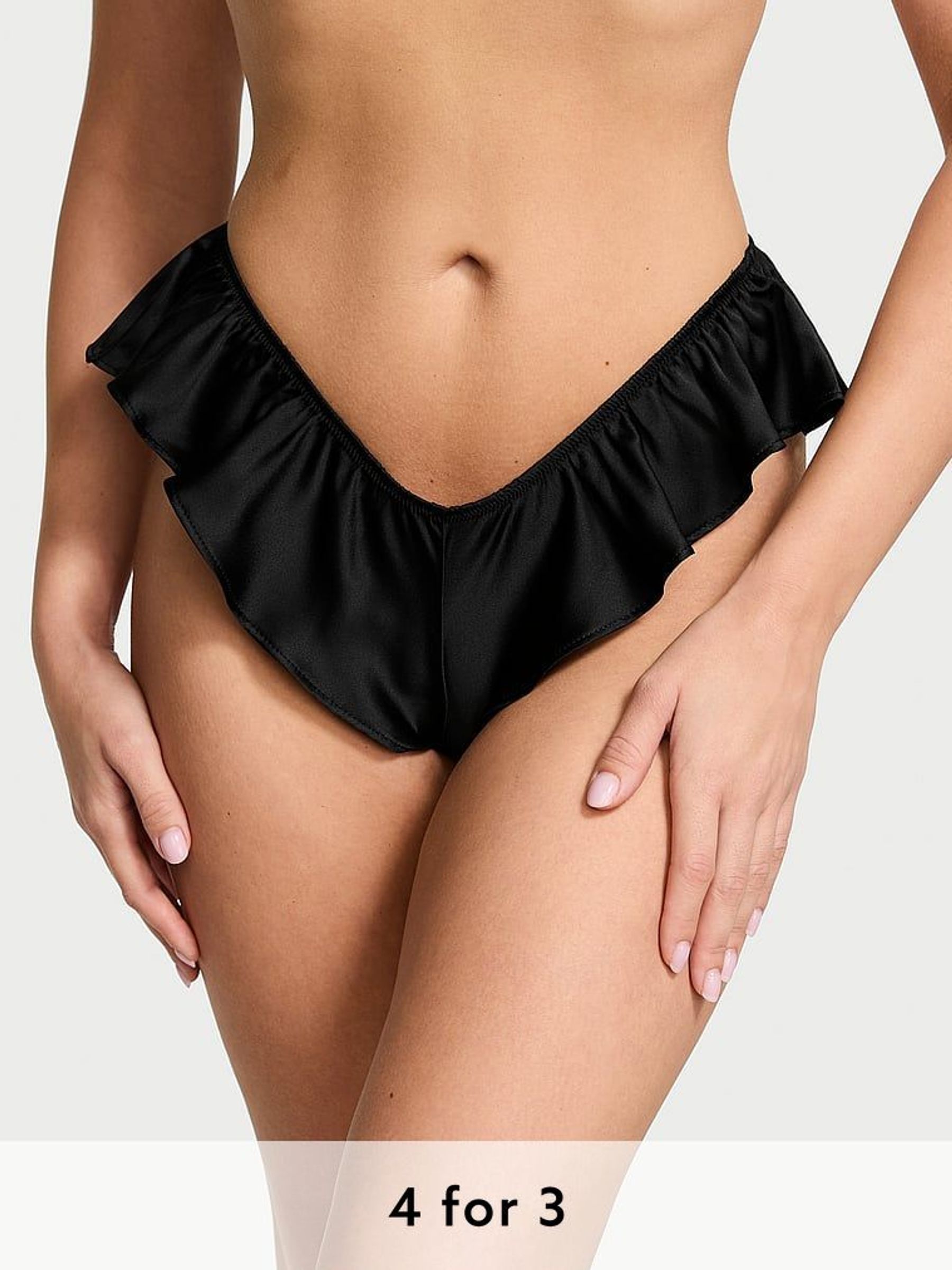Black Satin Flutter Cheeky Knickers (AG8789) | £18