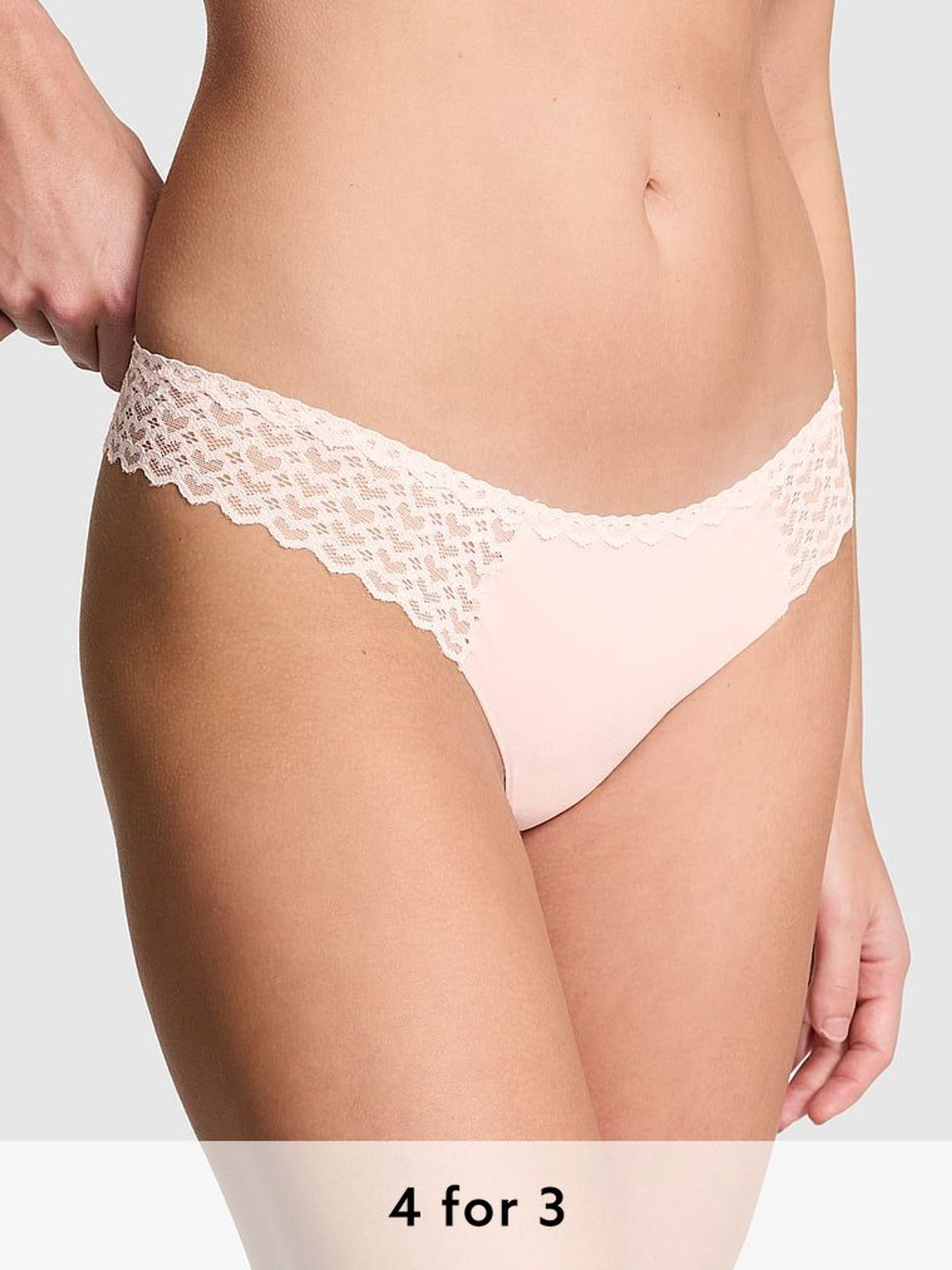 Angel Pink Thong No Show Heart Lace Knickers (AG8800) | £9