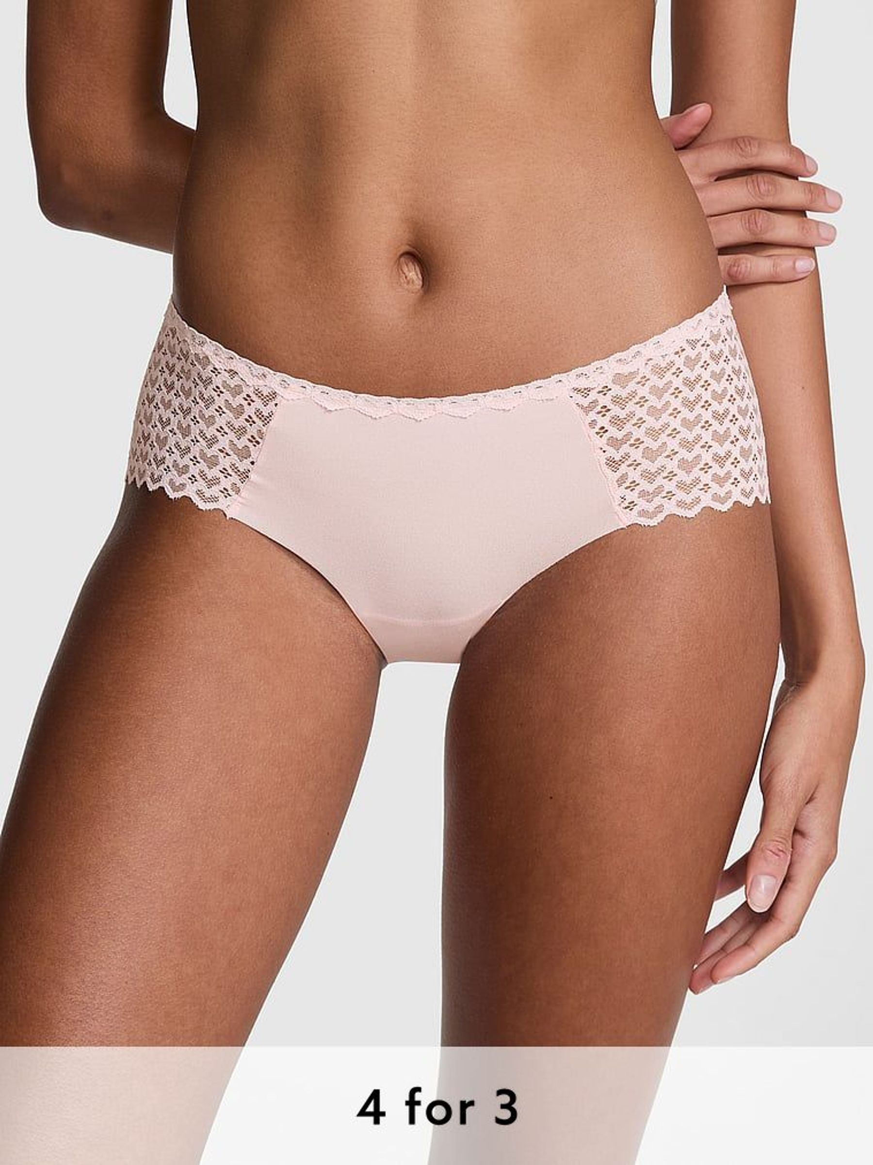 Angel Pink Hipster No Show Heart Lace Knickers (AG8897) | £9