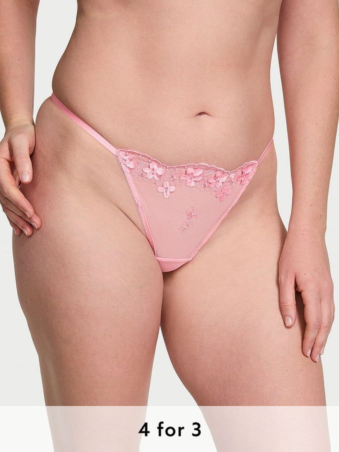 Pink Hope G String Pretty Petals Embroidered Knickers (AG8924) | £20