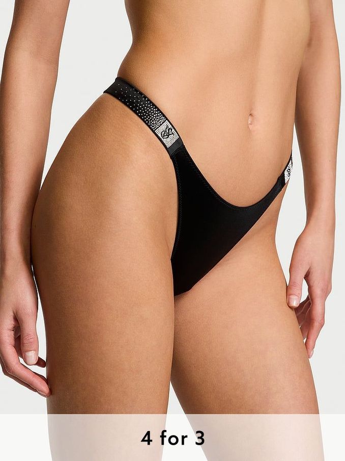 Black Brazilian Scattered Shine Strap Knickers (AG8936) | £20