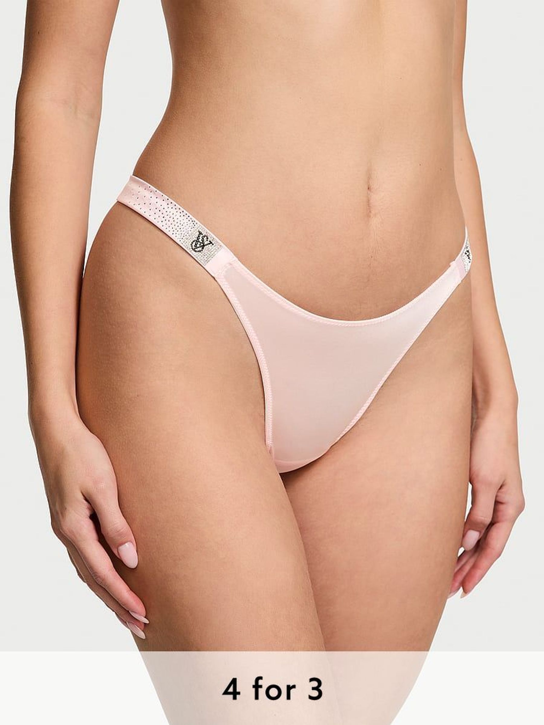 Angel Pink Thong Scattered Shine Strap Knickers (AG8939) | £20