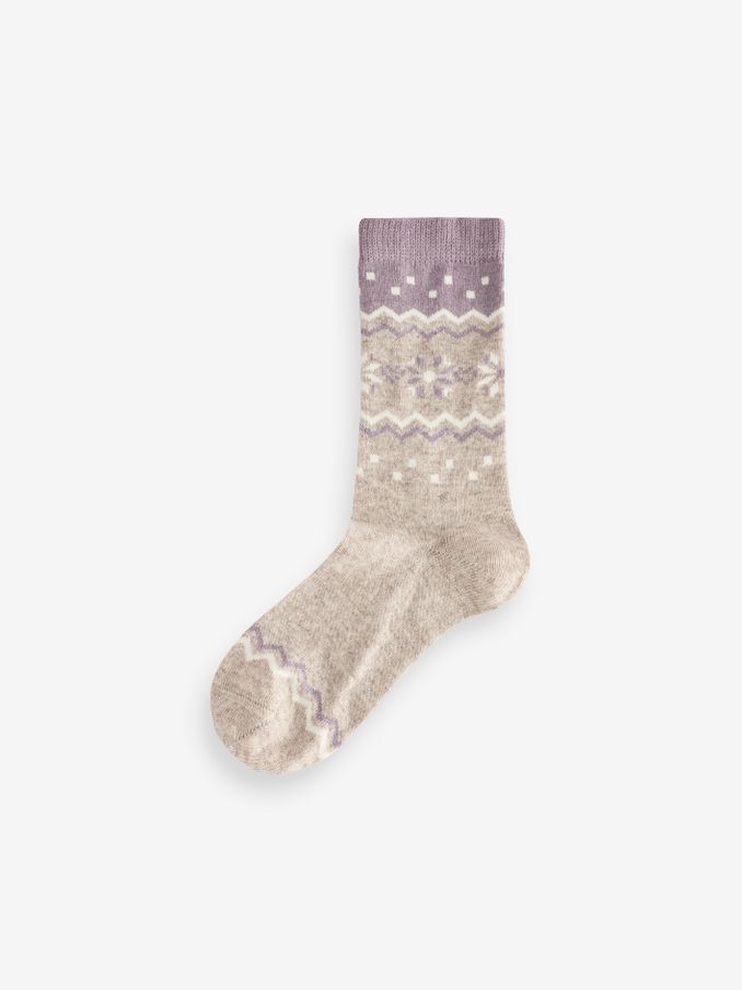 Grey Cashmere Blend Fairisle Pattern Socks (AH3430) | £9