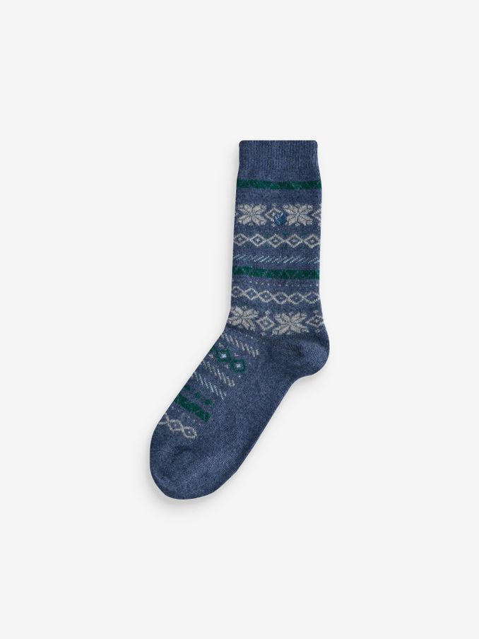 Navy Cashmere Blend Fairisle Socks (AH3433) | £9