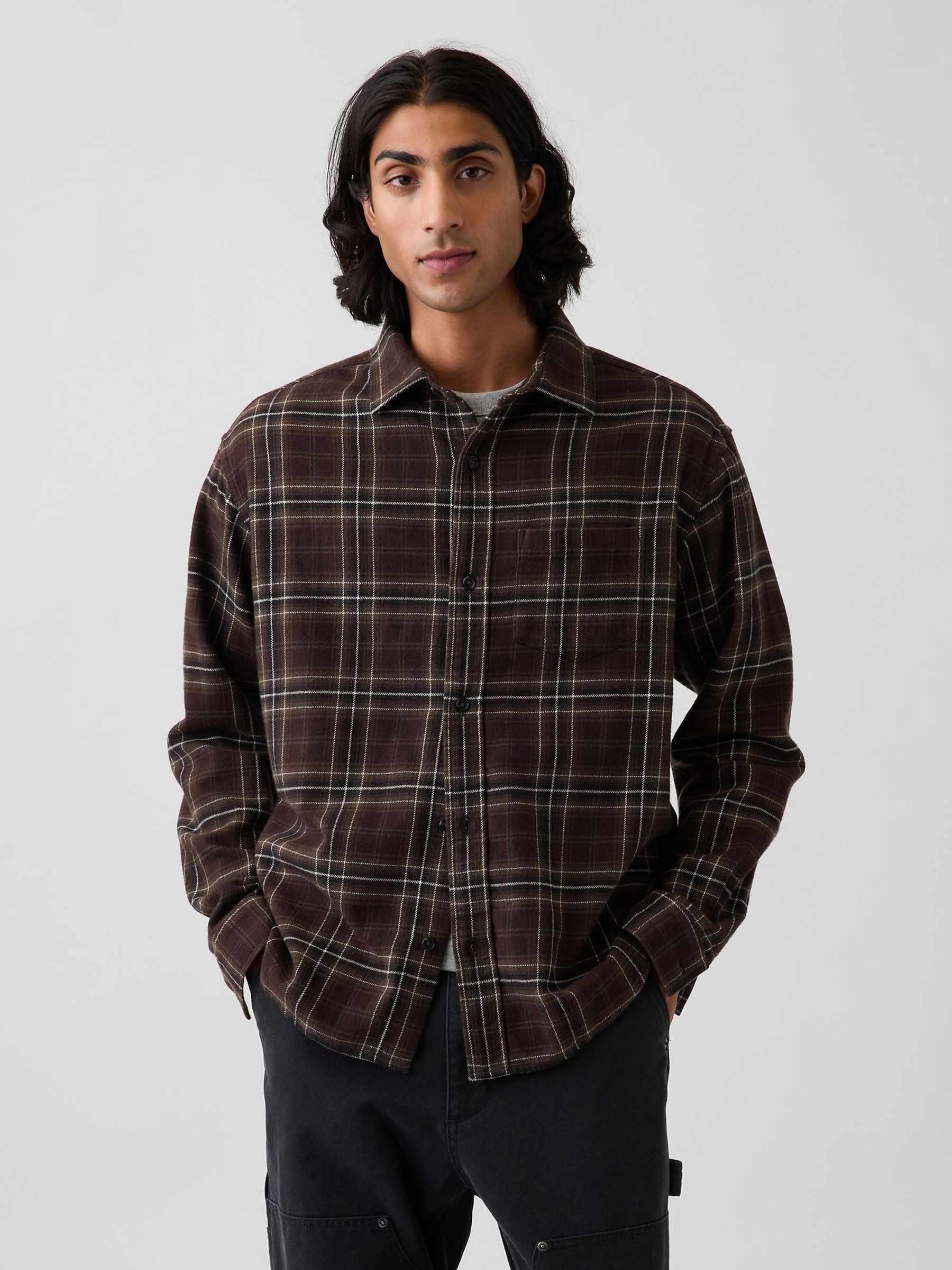 Brown Check - Regular Relaxed Flannel Shirt