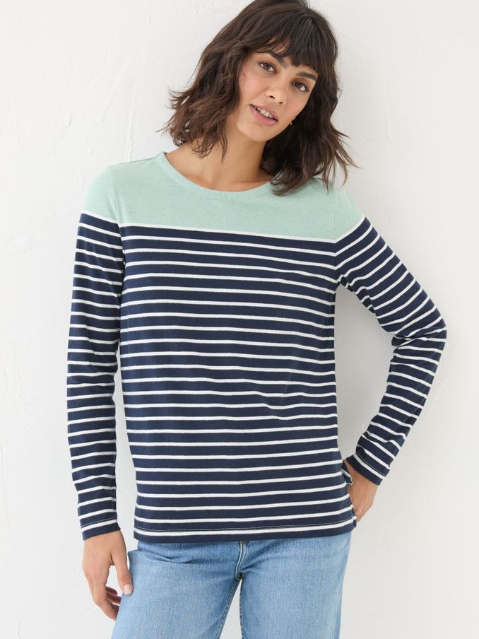 Bex Blue Stripe Button Back Top (AJ0098) | £22