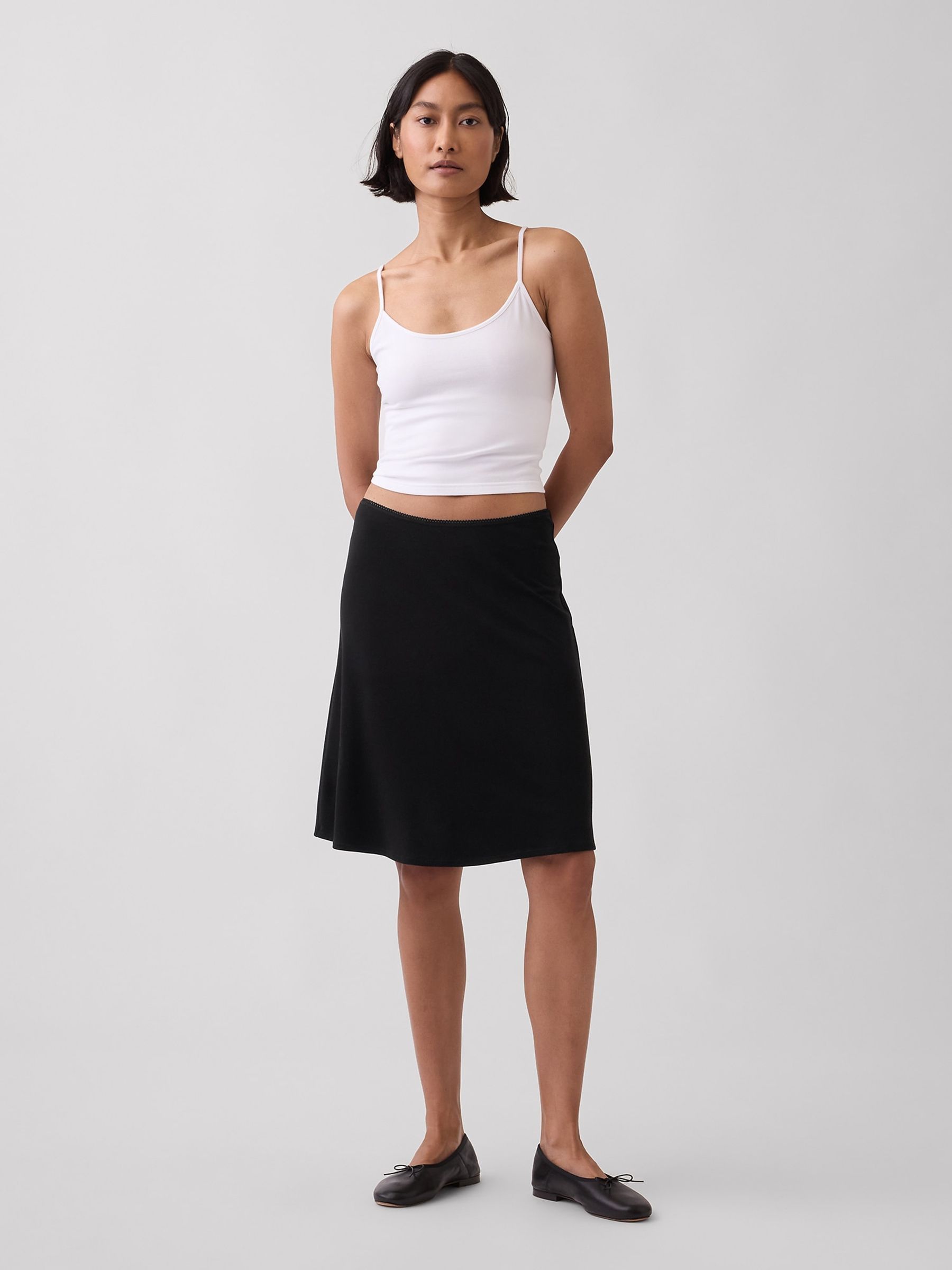 Black - Easy Knee-length Skirt