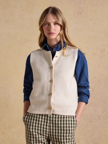 Holly Cream Button Through Knitted Vest