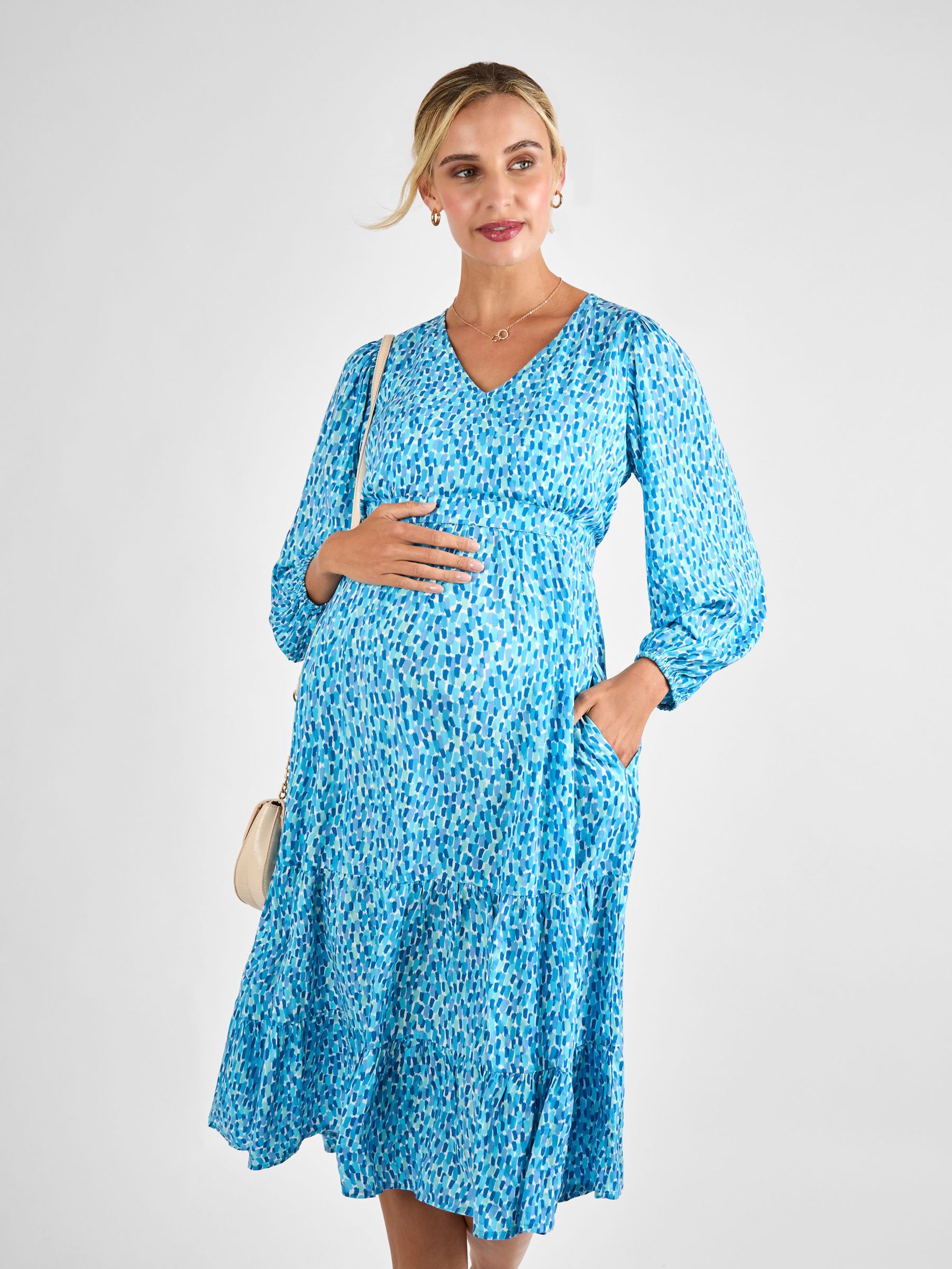 Blue Maternity & Nursing Midaxi Dress (AJ4480) | £56