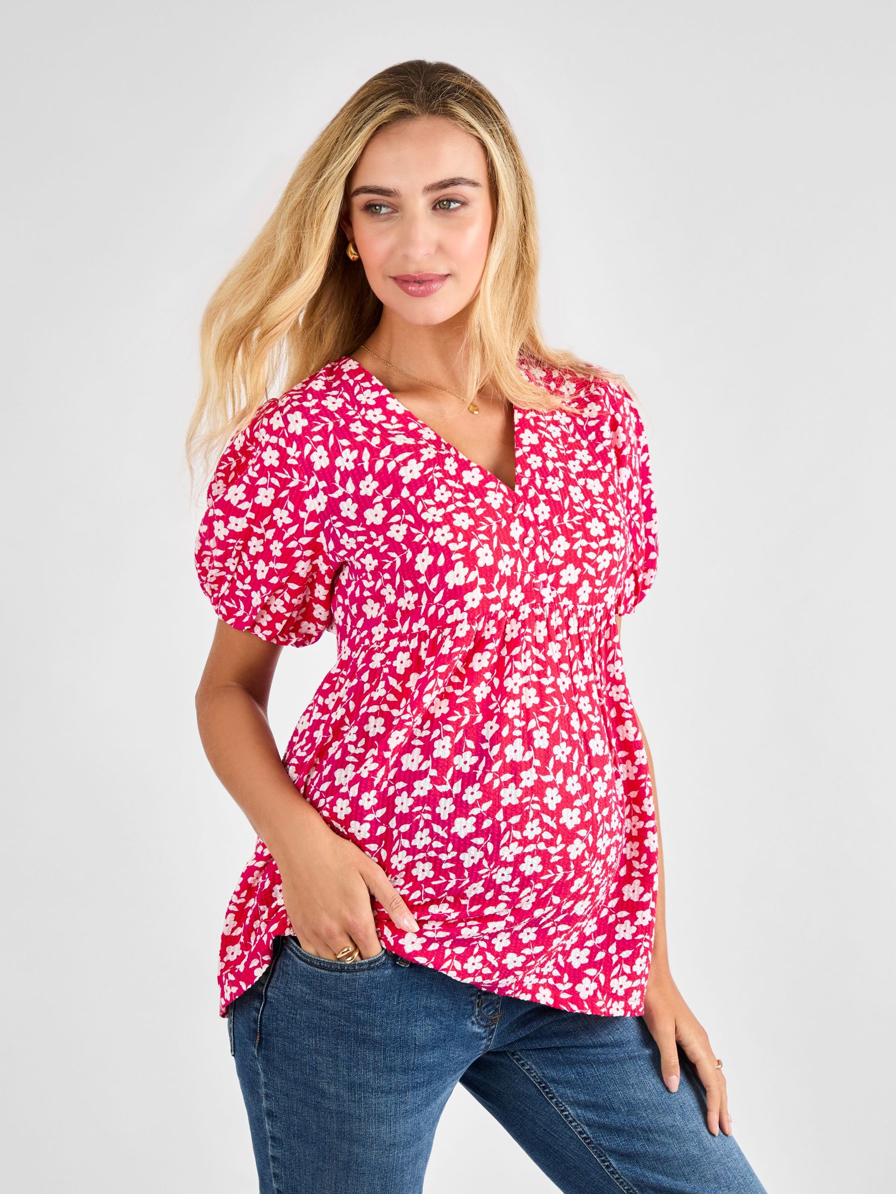 Pink Floral Maternity Blouse (AJ4483) | £36