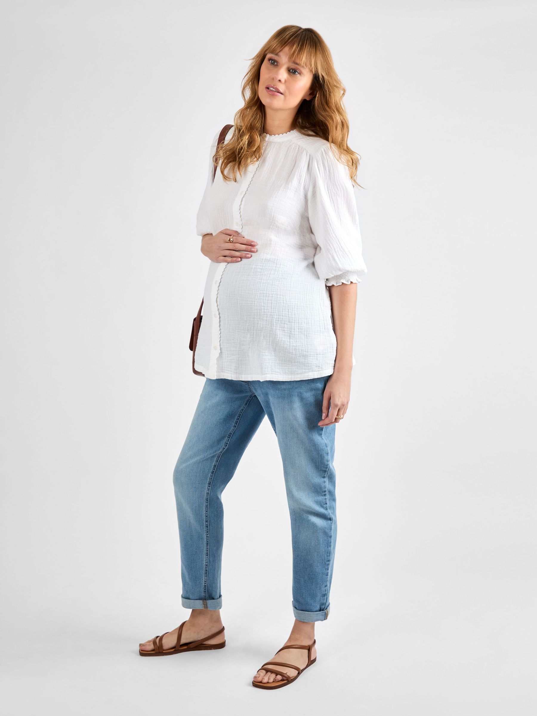 White Button Through Textured Maternity Blouse (AJ4507) | £36