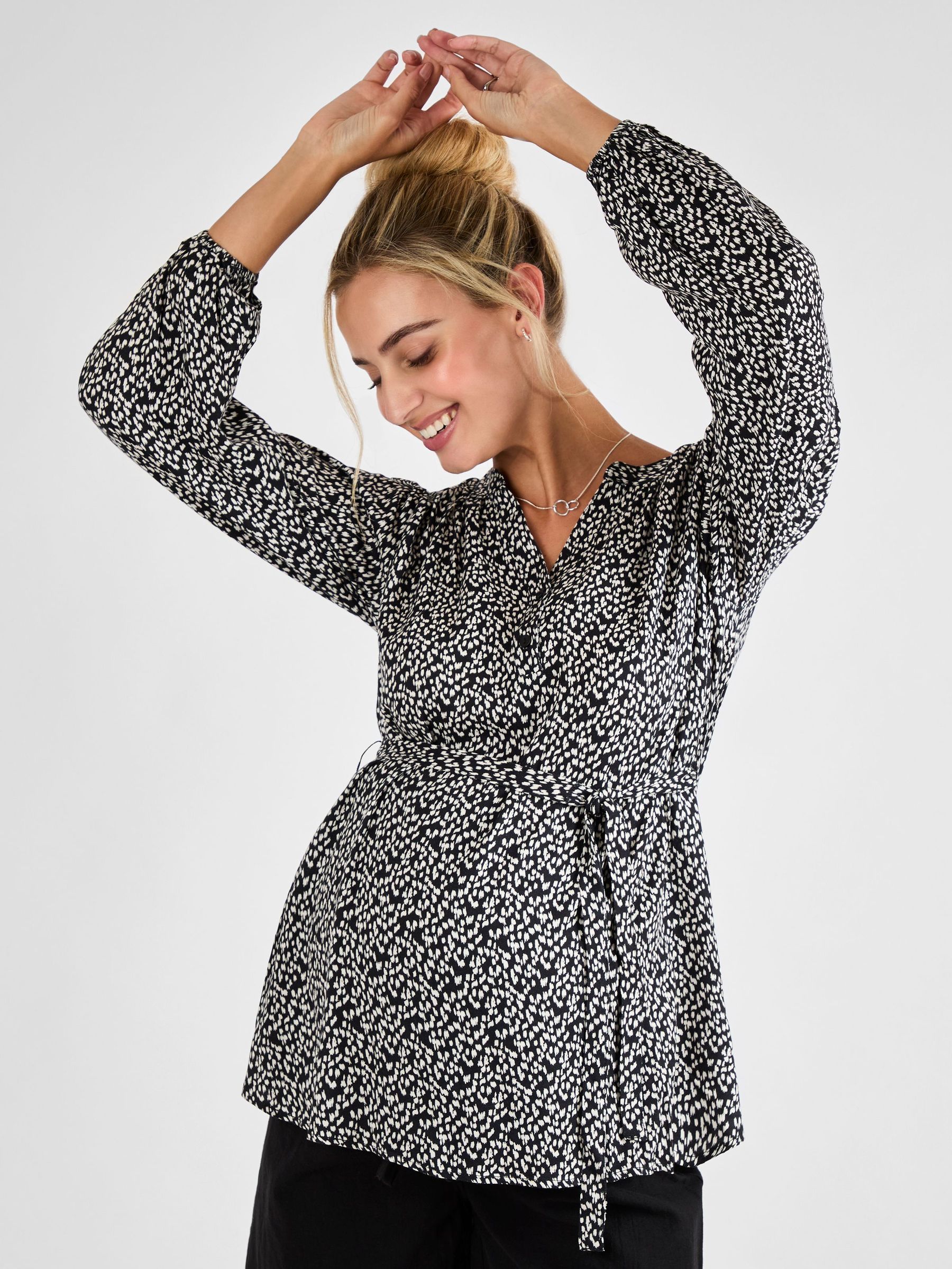 Black Long Sleeve Printed Maternity Blouse (AJ4513) | £36