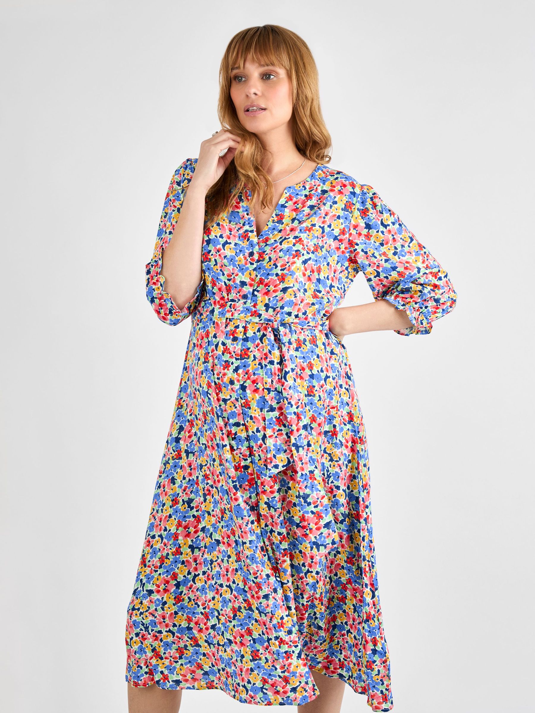 Multi Floral Button Through Maternity Midi Dress (AJ4517) | £49.50