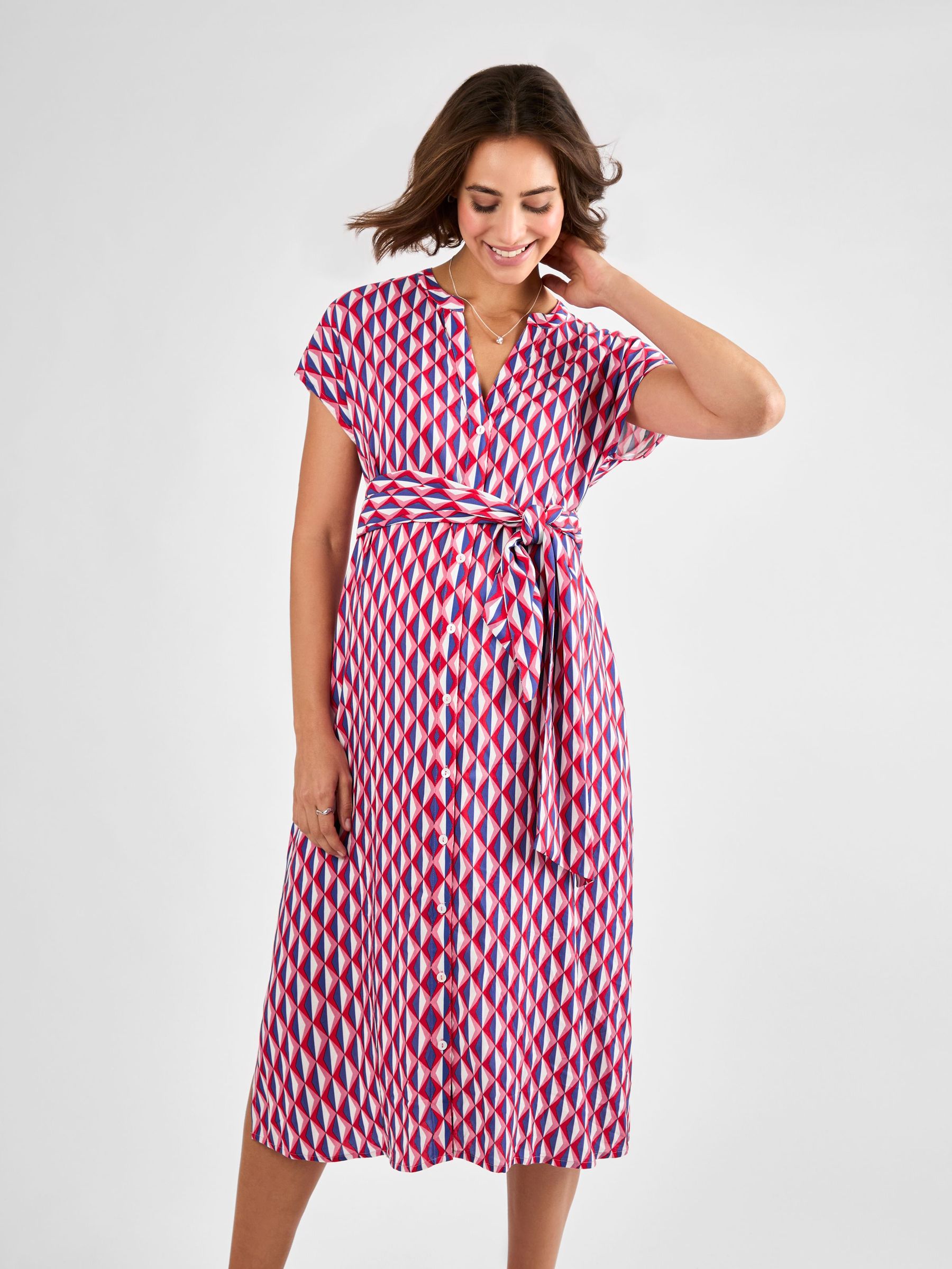 Cream Button Through Maternity Midi Dress With Tie (AJ4525) | £49.50