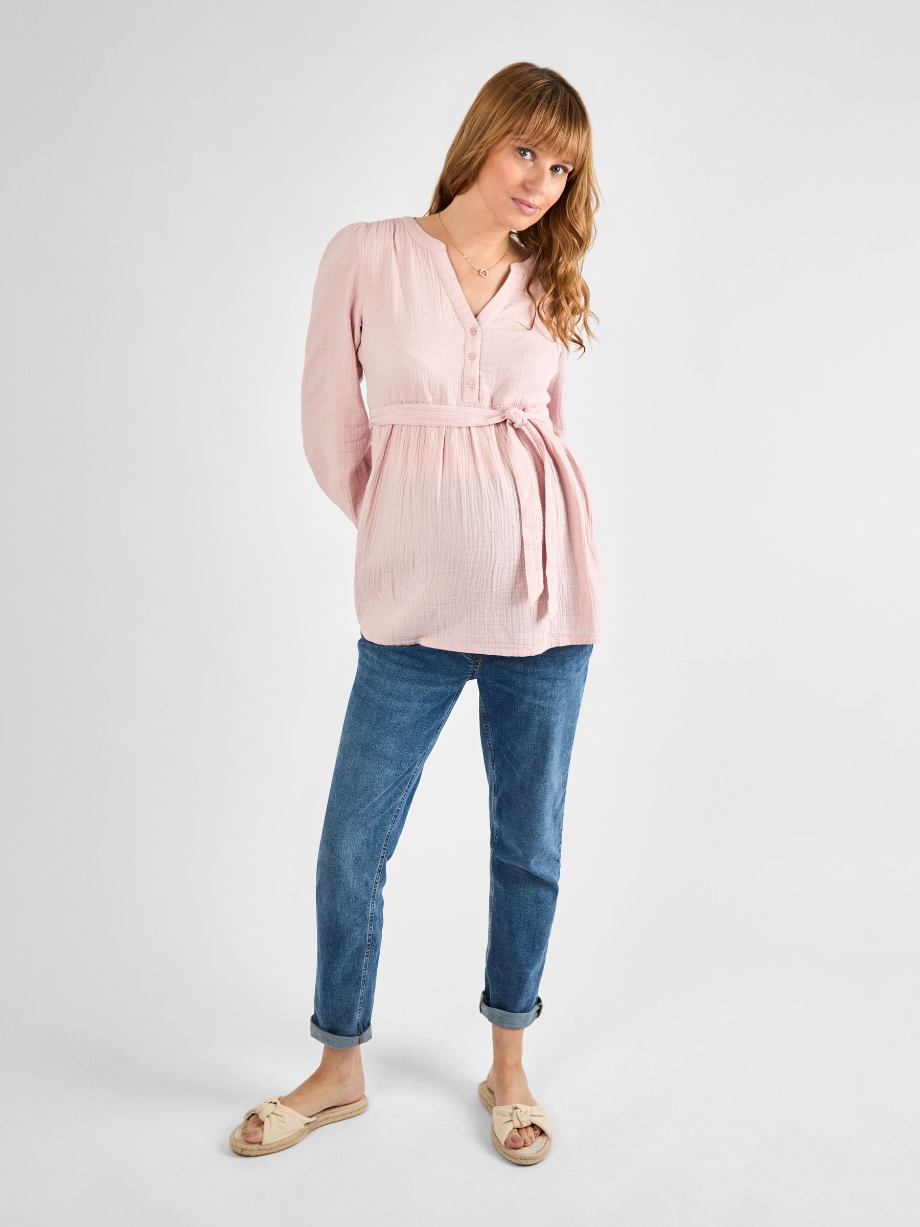 Rose Long Sleeve Textured Maternity Blouse (AJ4526) | £29.50