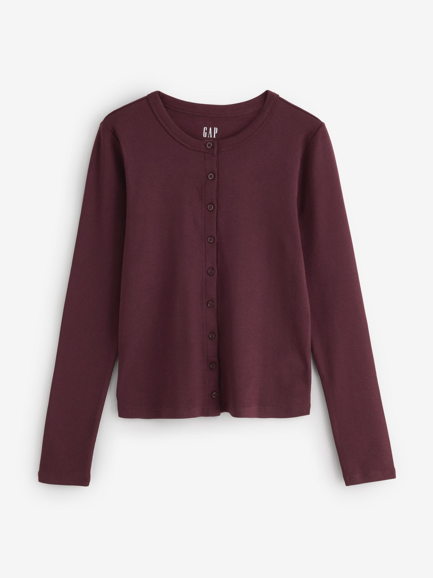 Burgundy - Modern Crew Neck Cardigan