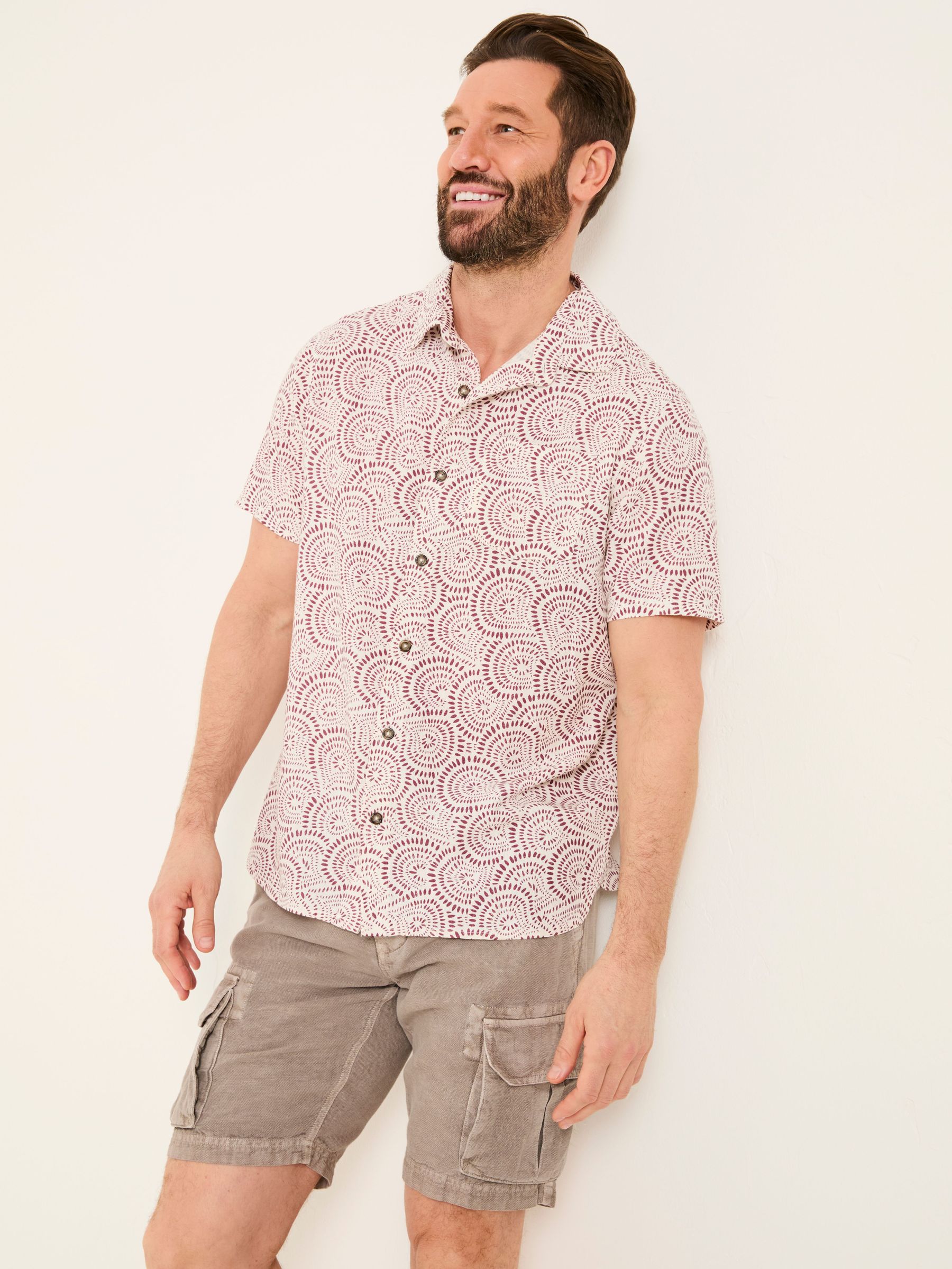 Heather Purple Short Sleeve Dash Print Shirt (AJ5091) | £44