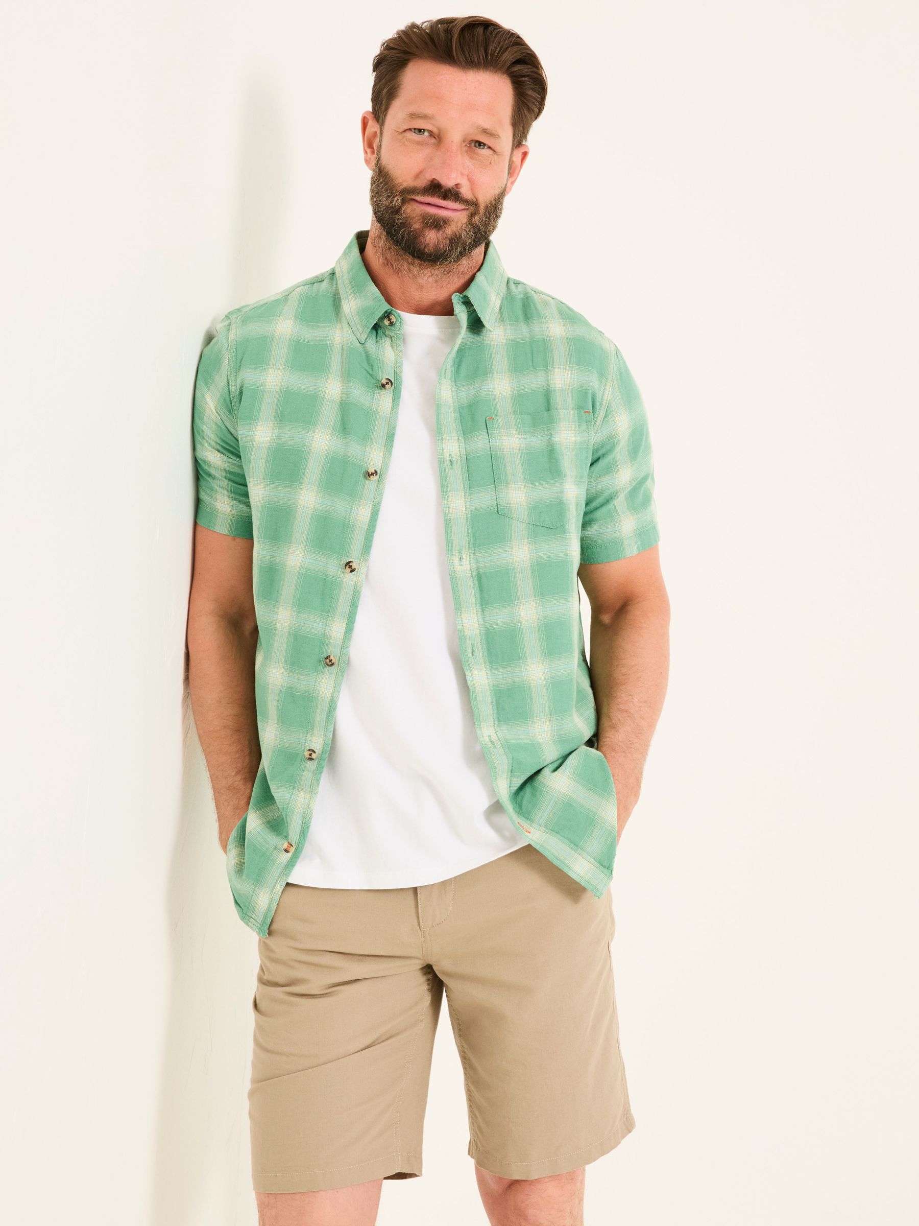 Green Short Sleeve Basel Check Shirt (AJ5126) | £44