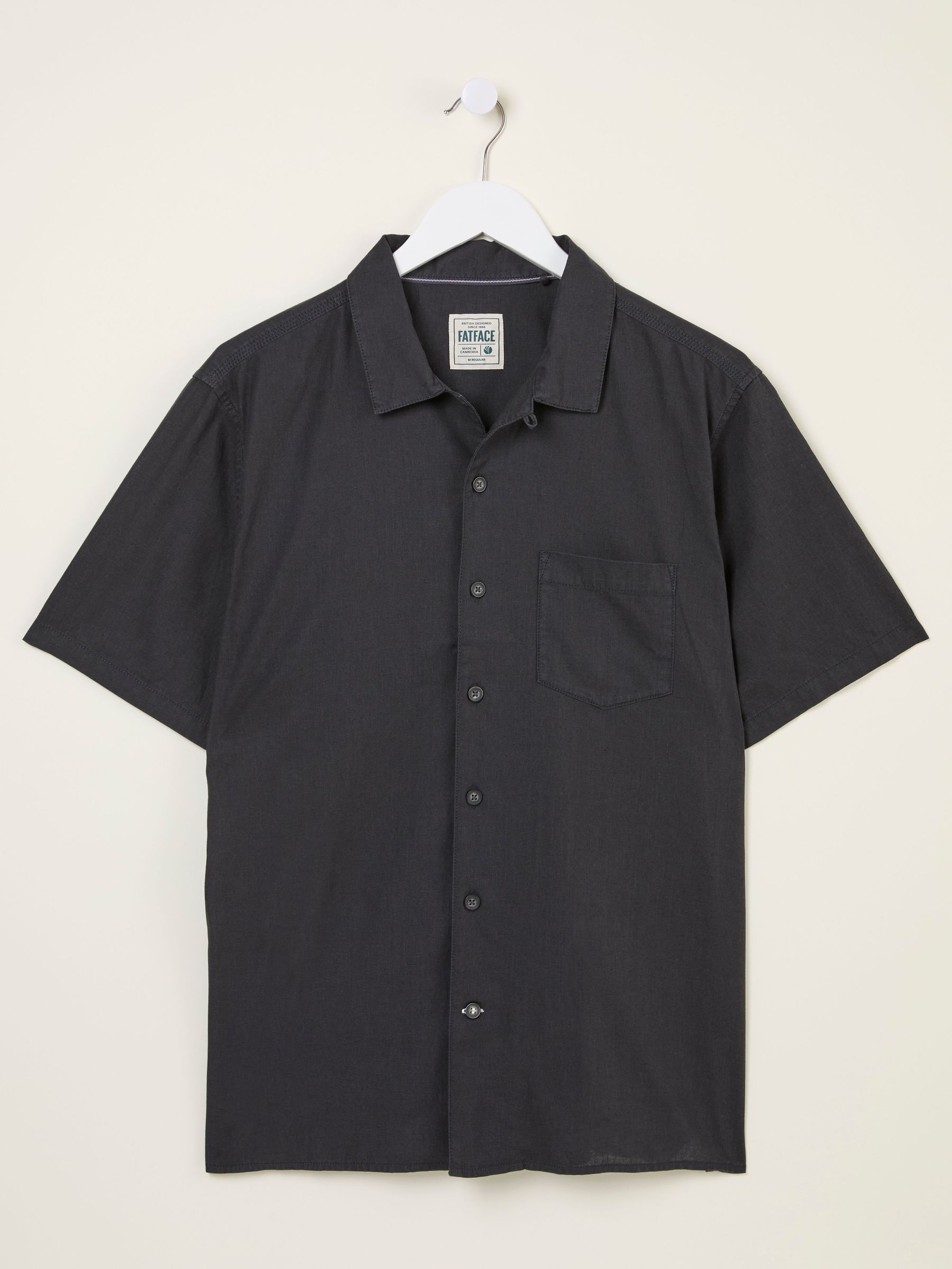 Bugle Black Short Sleeve Linen Cotton Shirt (AJ5291) | £42