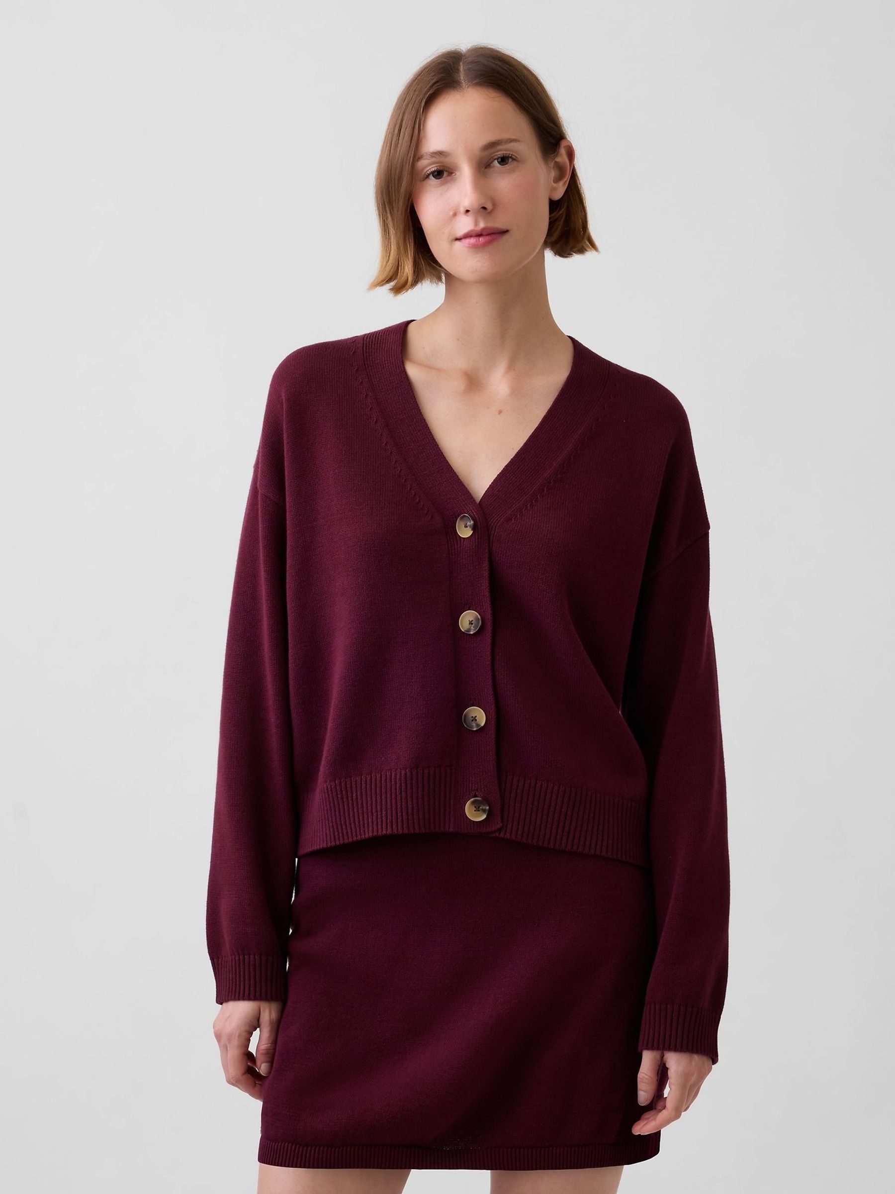Burgundy - Oversized Cardigan
