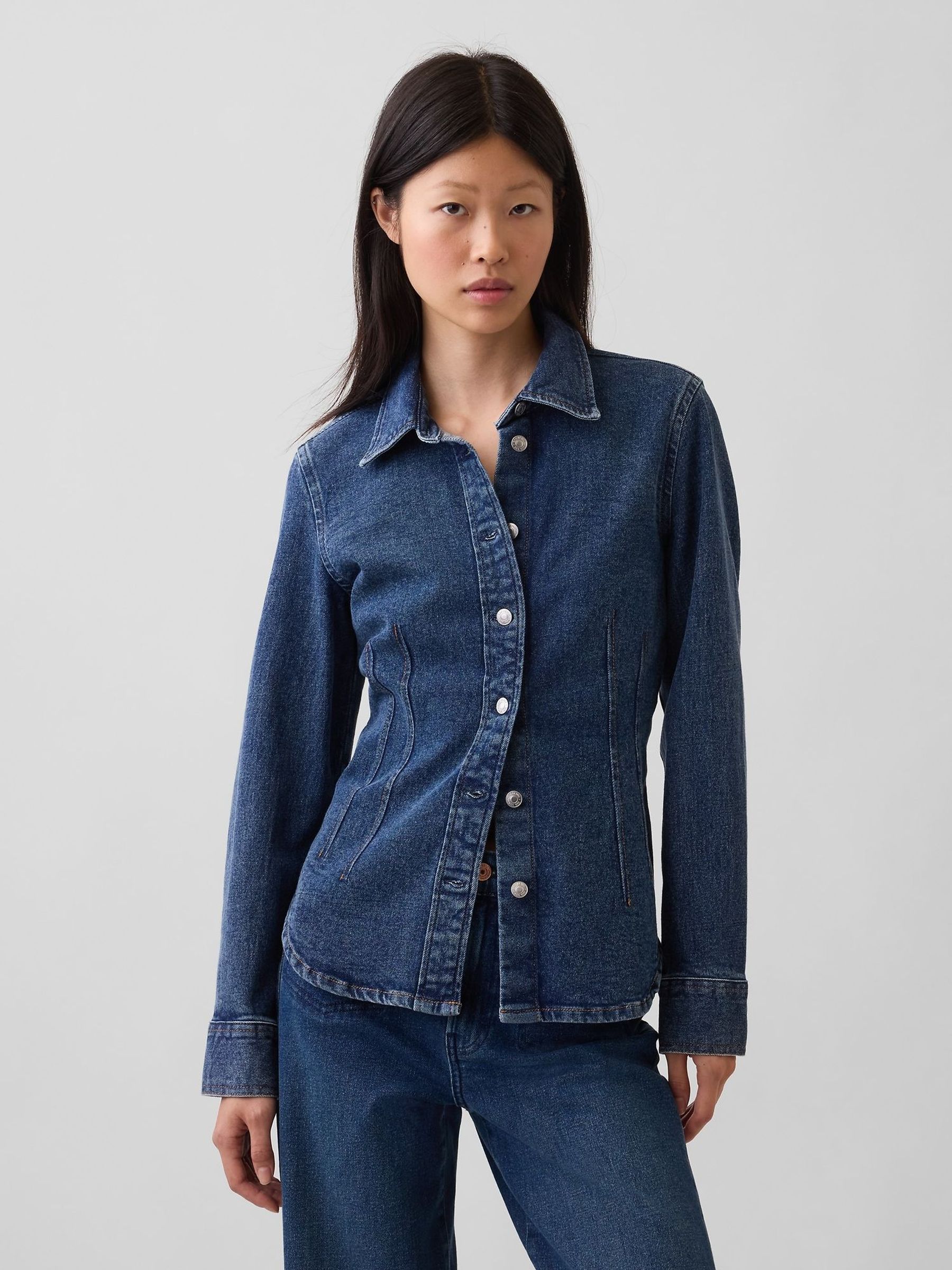 Dark Wash - Denim Fitted Shirt