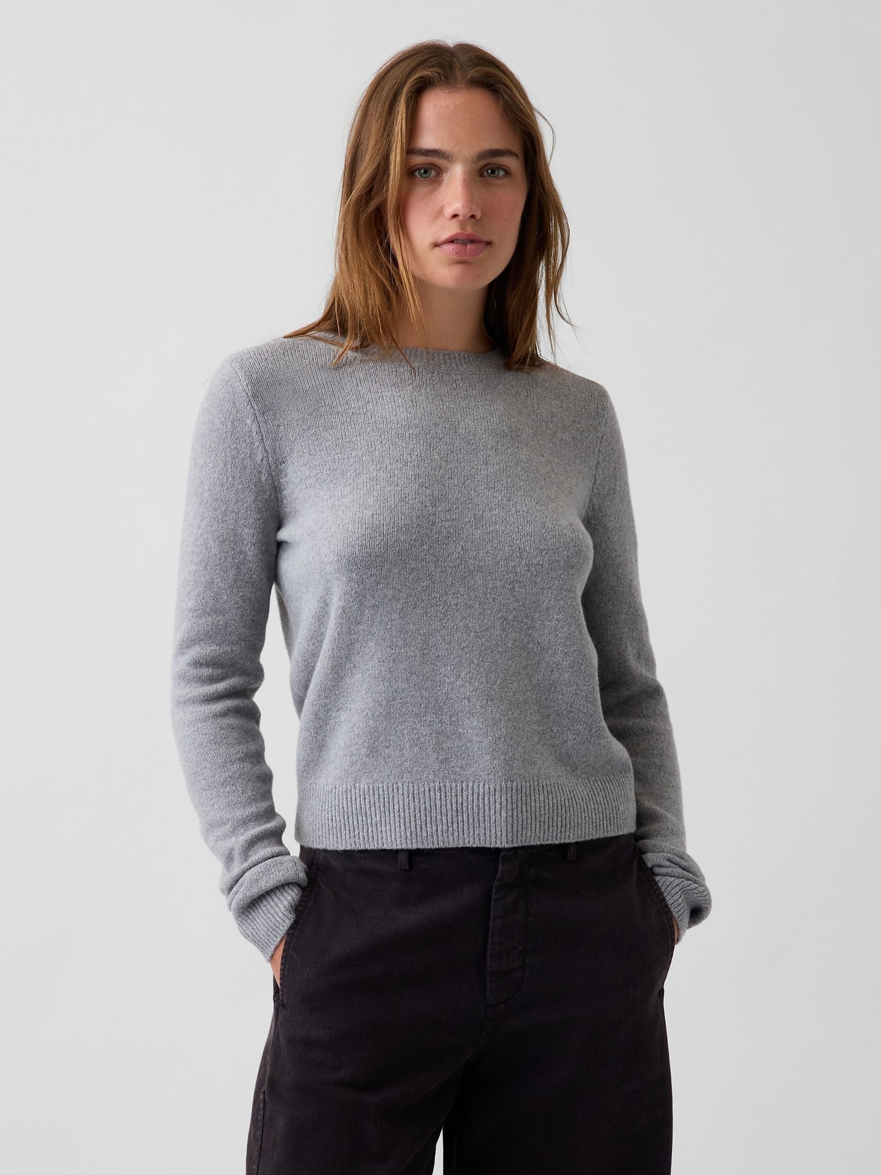 Grey - Cashsoft Crew Jumper