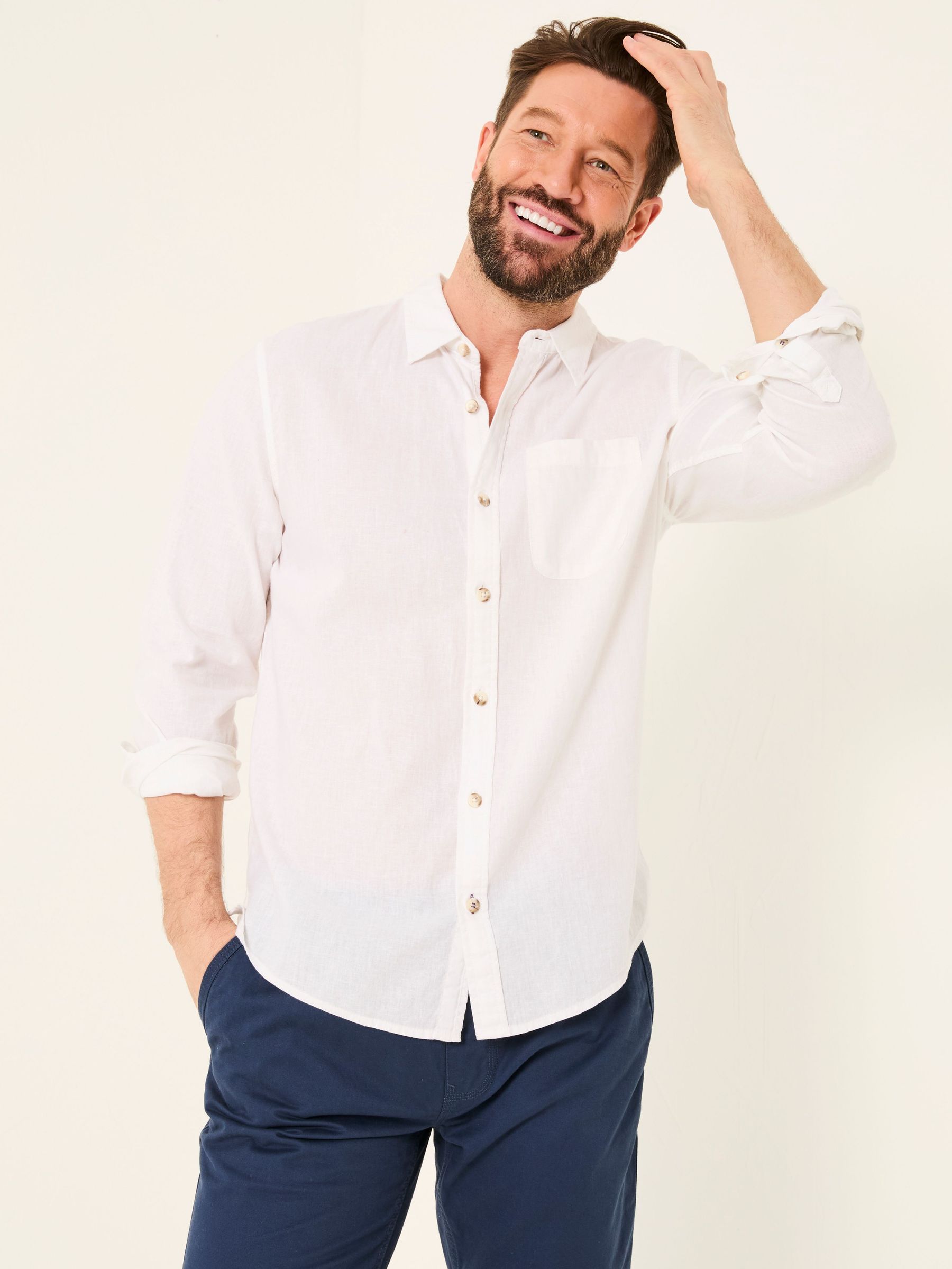 Bugle White Linen Cotton Shirt (AJ6915) | £45