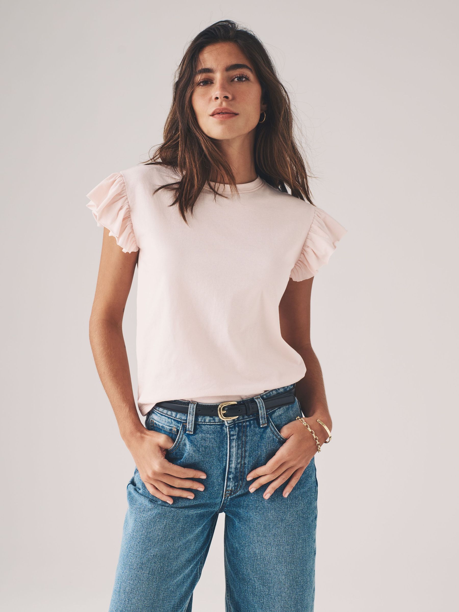 Black/Khaki Green/Cream/Light Pink - 4 Pack Ruffle Short Sleeve T-Shirts (AJ8146) | £24